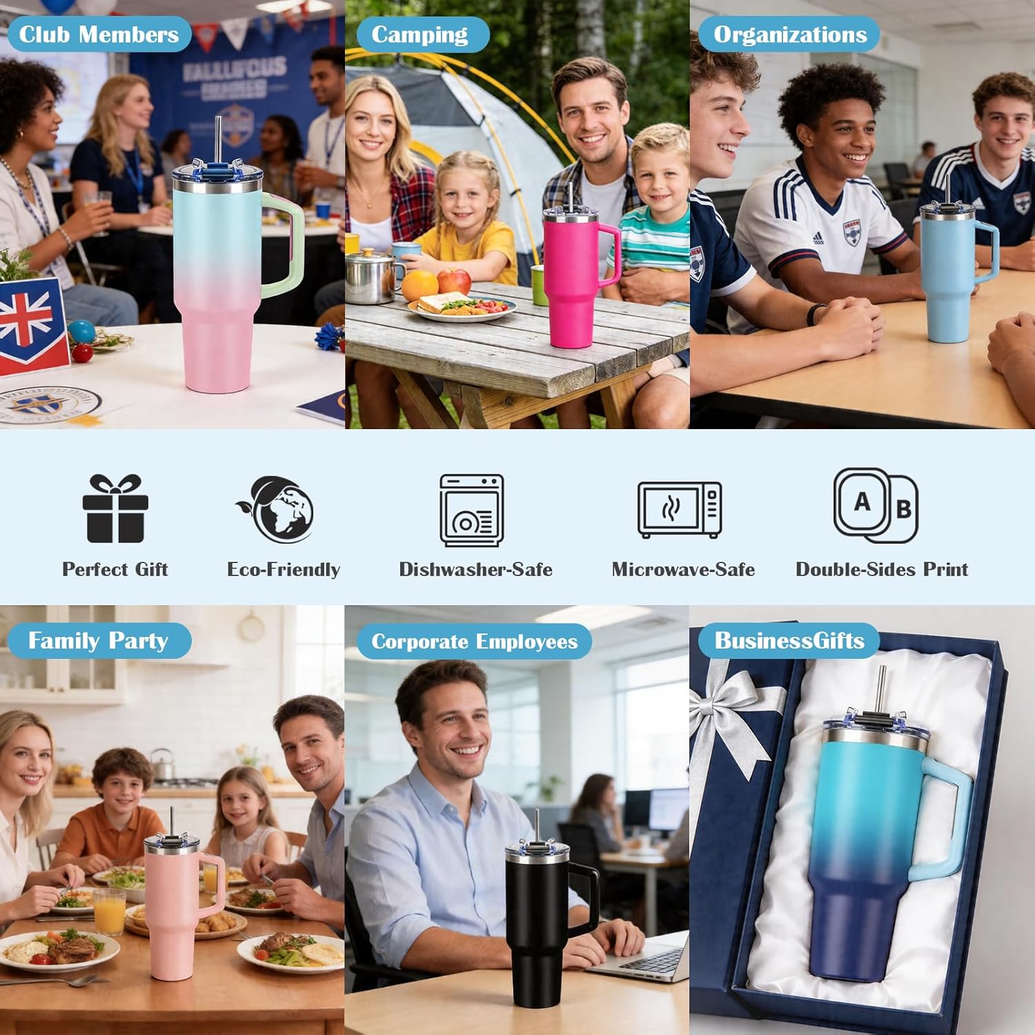 Personalized 40oz Tumbler-Custom Water Bottle with Picture Text Logo Name | Customized Travel Mug Cup, Personalized Birthday Anniversary Wedding Gifts for Men Women Familiy Friends Employee - Image 4