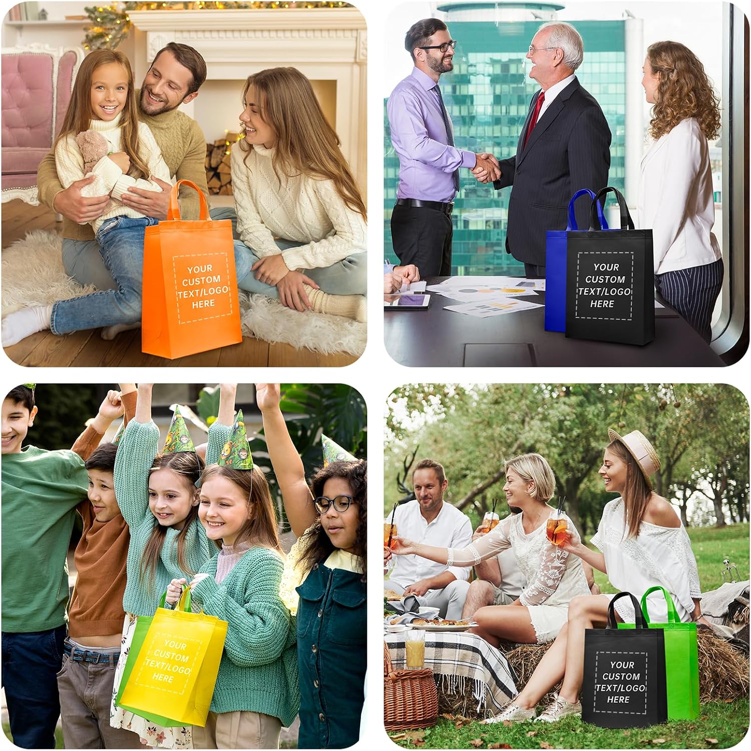 JEOHLORY Custom Tote Bags Set of 50, Bulk Pack Grocery Shopping Travel Business Activities advertisement Reusable Bag - Image 7