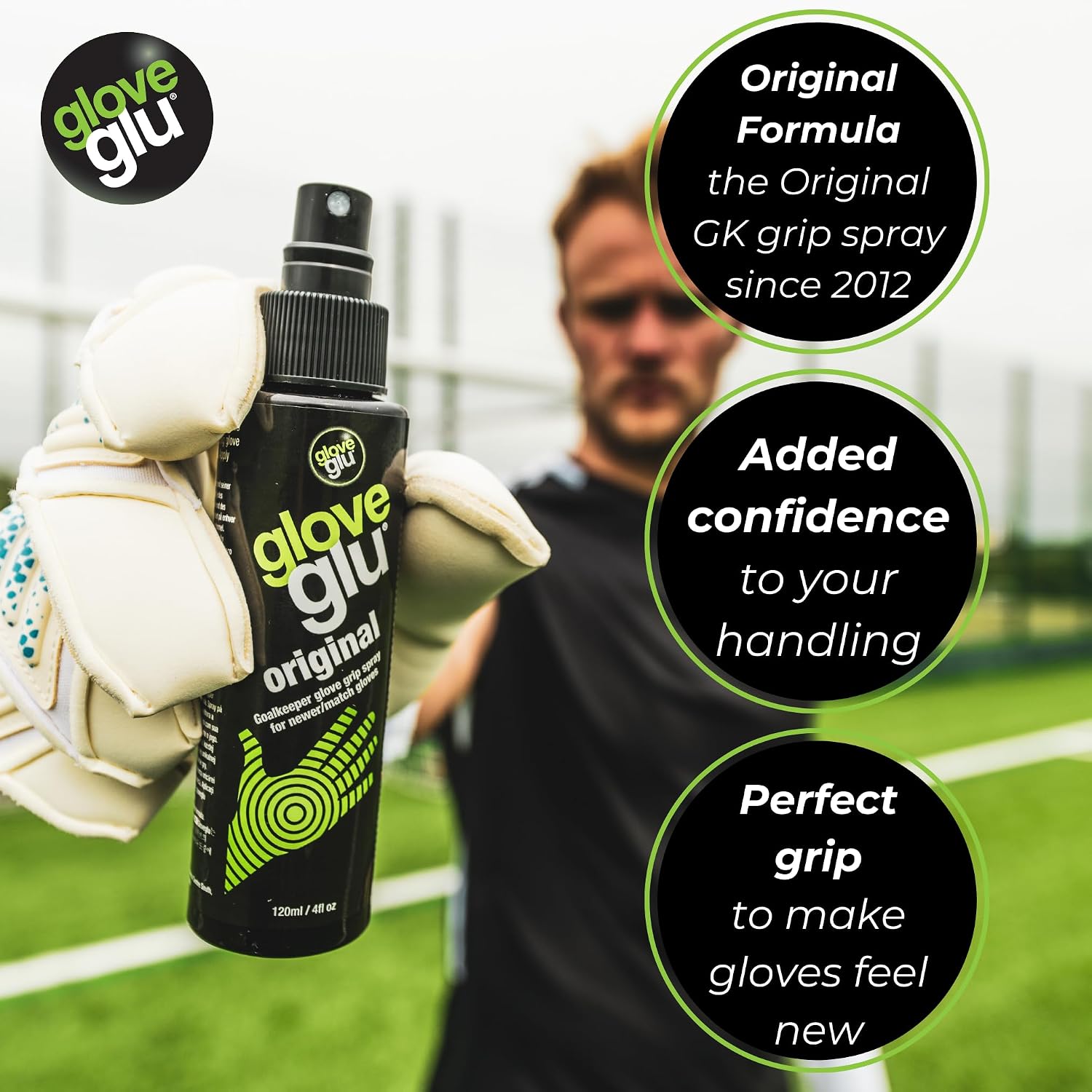 gloveglu Original Goalkeeper Glove Grip Spray | Ultimate Football Goalie Grip Booster for Match | Enhances Catching Control, Revives Latex Grip | Ideal for Football Training, Matches | 4.0 floz - Image 2