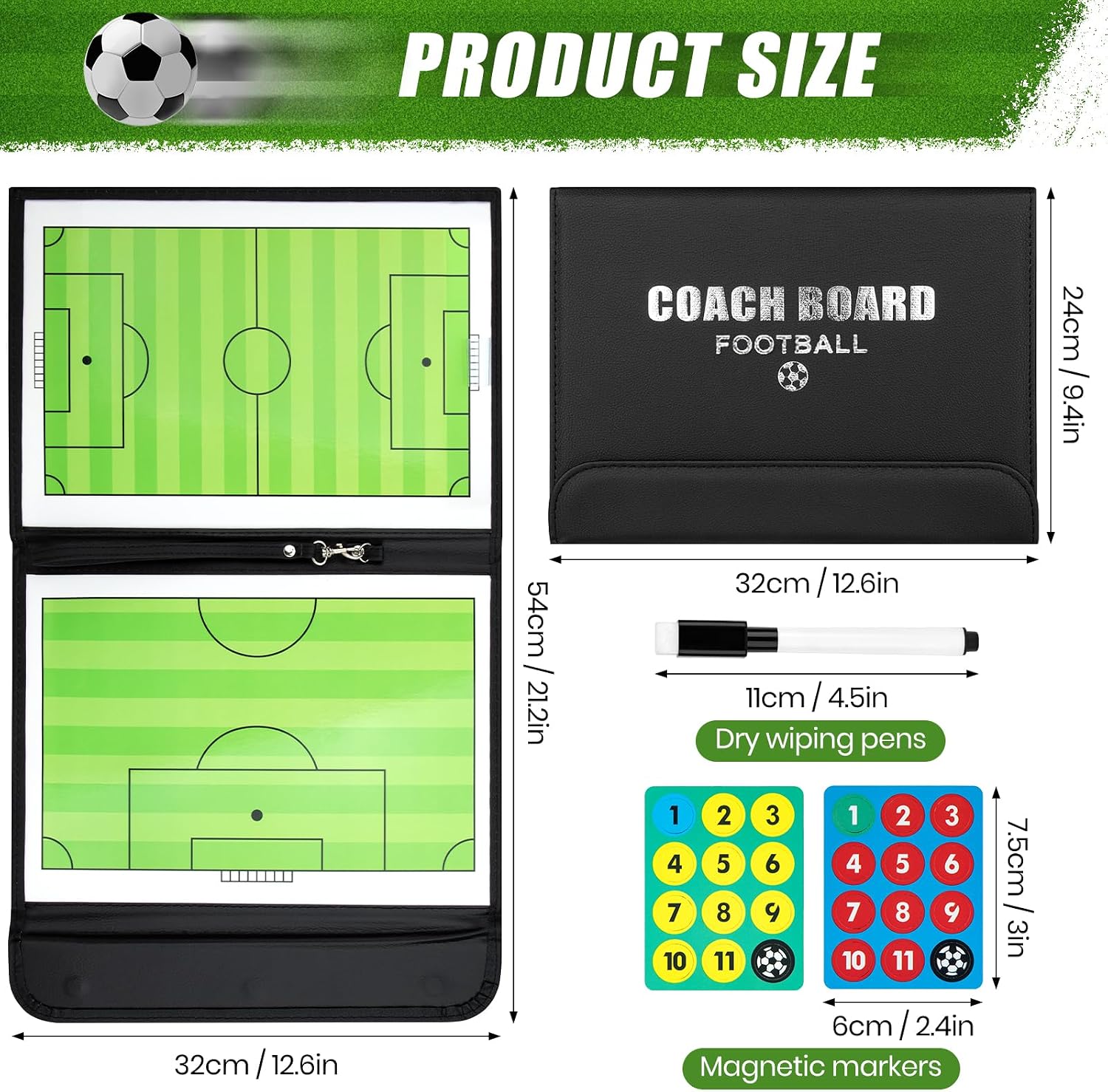 Foldable Magnetic Soccer Coaching Board, Soccer Tactics Strategy Board | Portable Soccer Board with Dry Erase Markers and Magnetic Markers for Coaches Training, Great Gift for Kids Soccer Coach. - Image 5