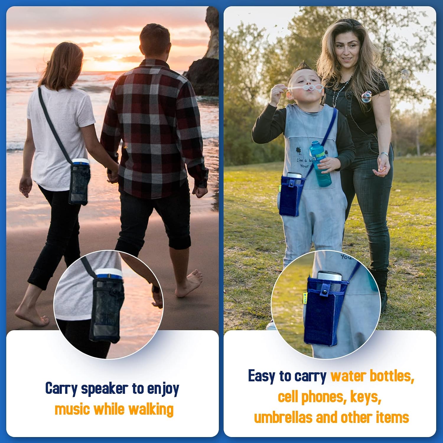 Water Bottle Holder with Strap for Walking, Hiking | Hands Free Bottle Sling Bag, Easy Clean, Lightweight, Foldable, Space Saving Carrier Suitable for Daily Essentials - Image 5