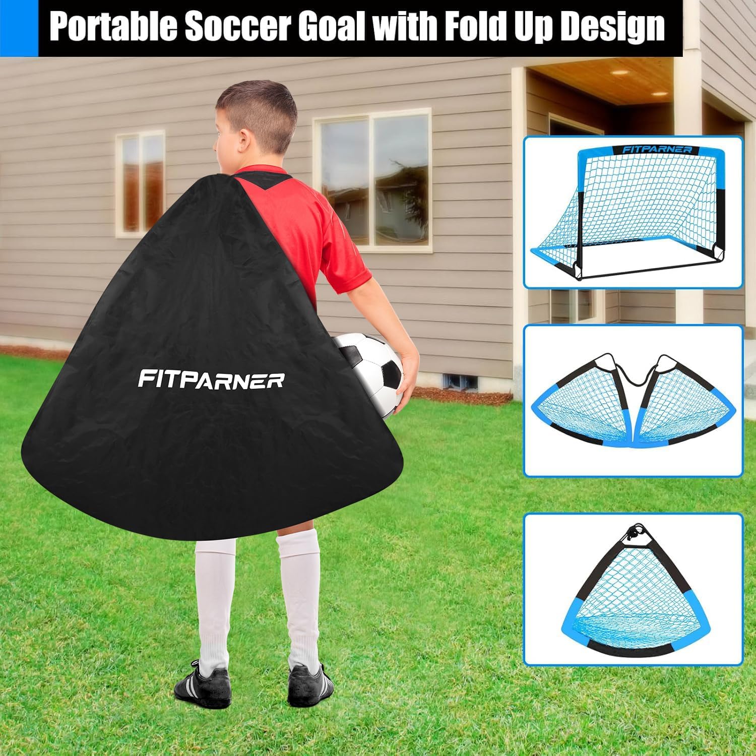 Kids Soccer Goals for Backyard Set - 2 Pack of Portable Pop Up Soccer Nets with Ball,Cones,Complete Training Equipment Kit for Toddler,Youth,Kids Age 3-14,Outdoor Sports Game - Image 8