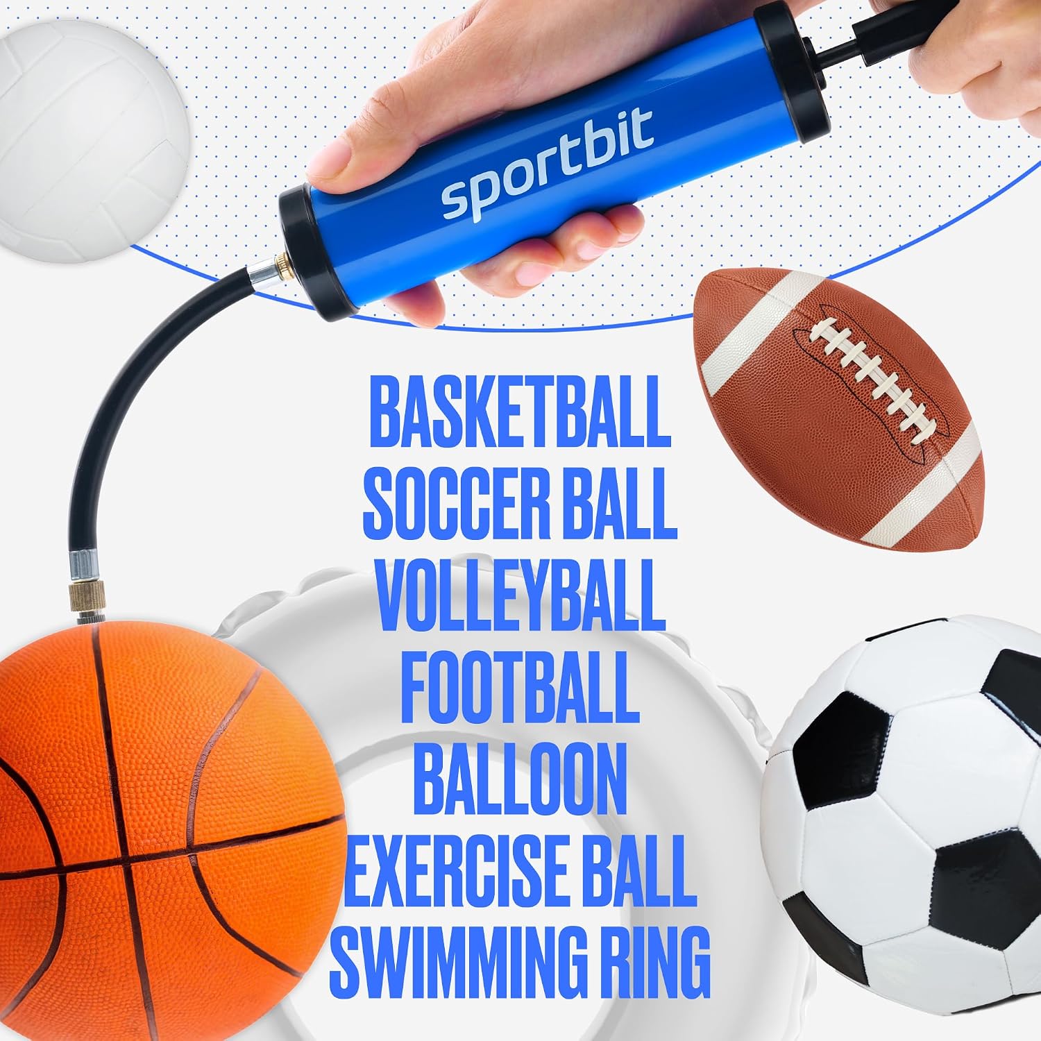 SPORTBIT Basketball Pump – Ball Pump for Sports Balls | Push & Pull Inflating System – Hand Pump for Basketball, Volleyball, Soccer & Football – Gifts, Court & Gym Ready - Image 4