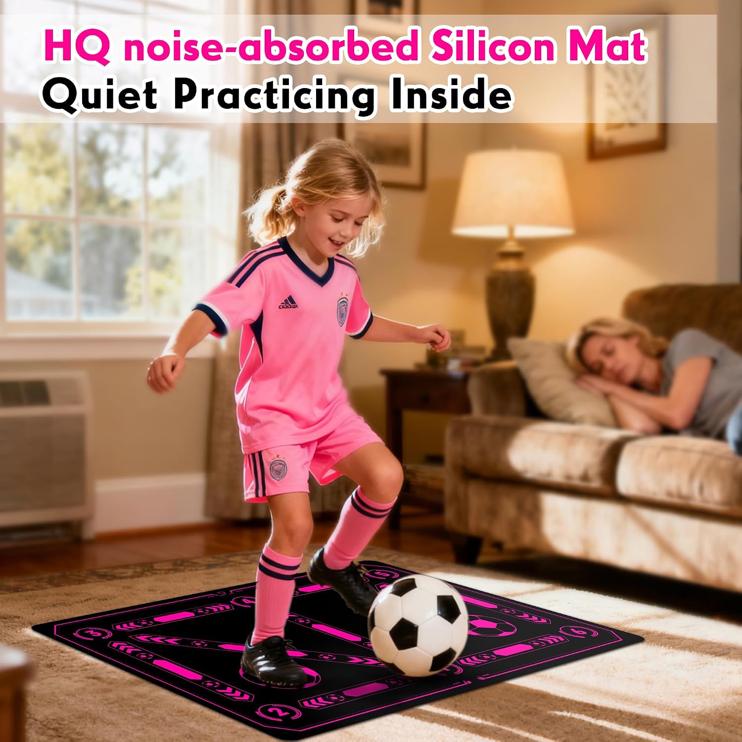 Soccer Bag and Footstep Training Mat, Youth Soccer Basketball Bag with Compartments Drawstring Backpack Skills Training Mat Gifts Set - Image 8