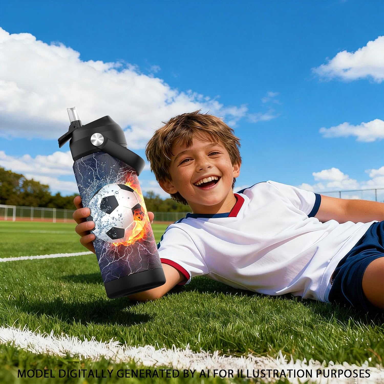 Boys Soccer Water Bottle for School,Kids 18 oz Insulated Stainless Steel Cup with Straw, Double-Wall Vacuum Leakproof - Image 7