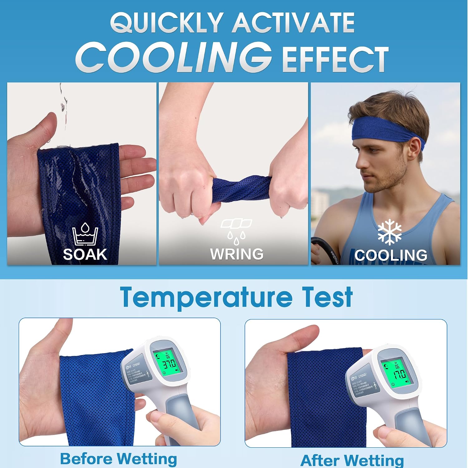 Sukeen Cooling Sports Headbands for Men: Instant Cooling Moisture Wicking Sweatbands Non-Slip Elastic Mens Headband Gym - Image 6