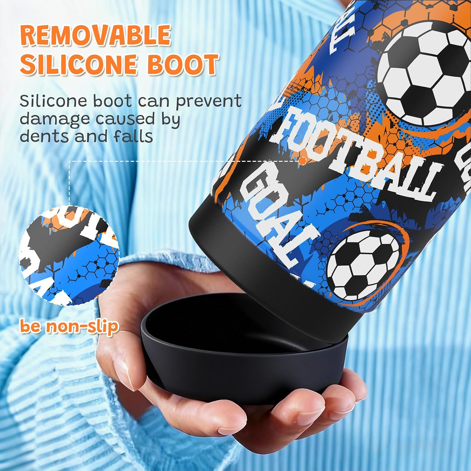 Boys Soccer Water Bottle for School,Kids 18 oz Insulated Stainless Steel Cup with Straw, Double-Wall Vacuum Leakproof - Image 6