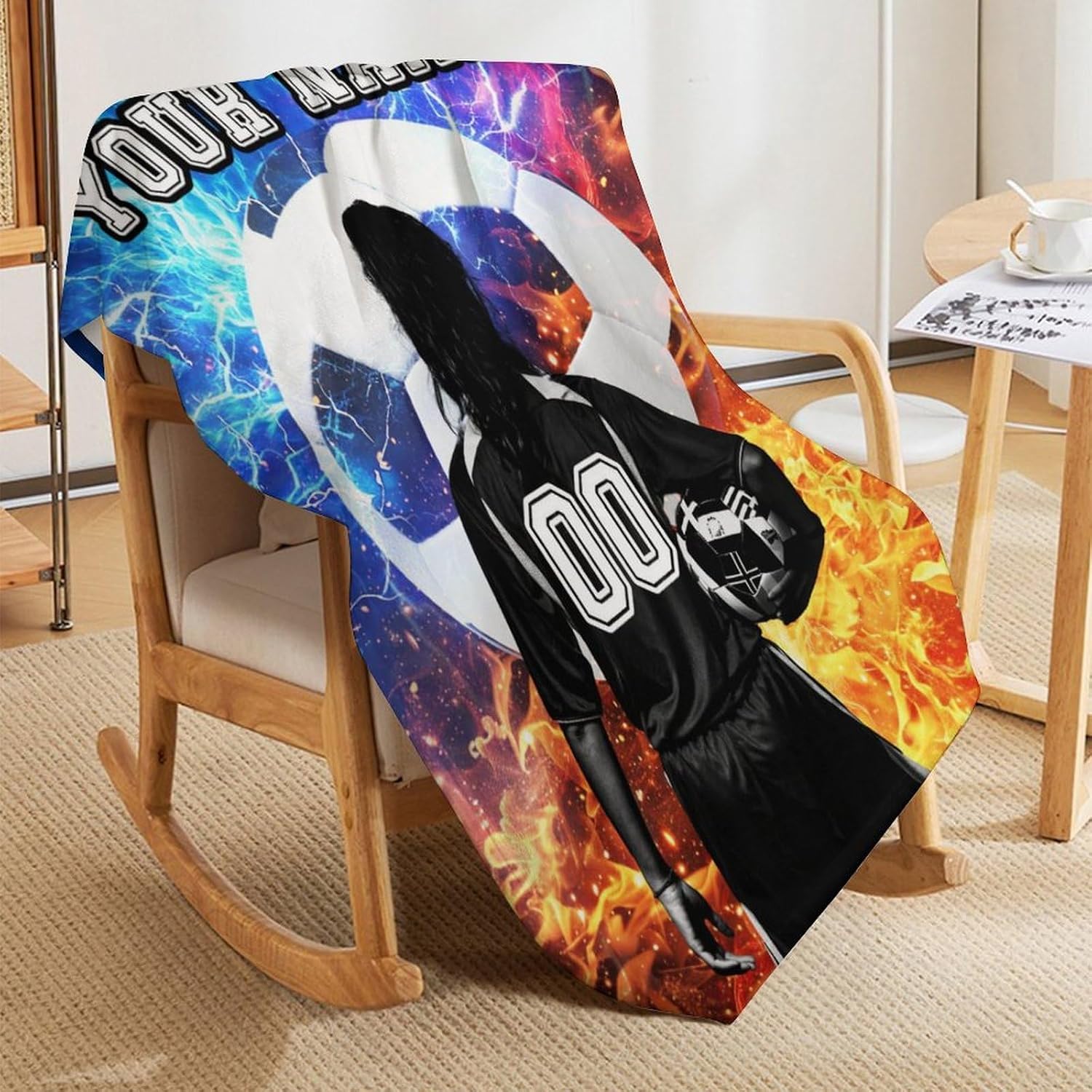 Personalized Soccer Throw Blanket 50"x40" for Kids Girls Boys | Soft, Lightweight, Cozy for All Season Use, Warm Flannel Sports Themed Blankets for Sofa, Lap, Chair - Image 5