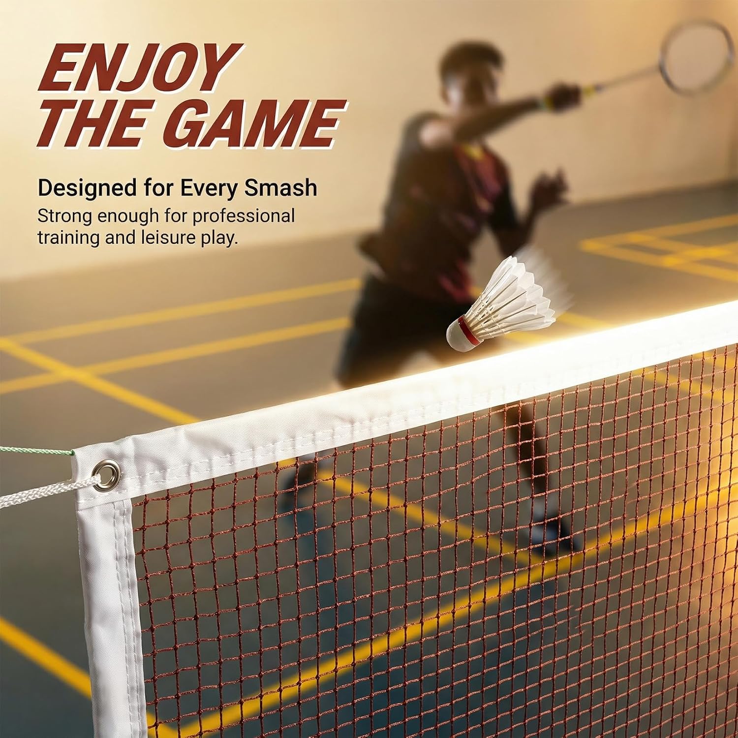 RAINFLOW Badminton Net Replacement - 20FT x 2.5FT PE Mesh Sports Net Only | Reinforced Steel Cable & 4 Tie Ropes, Portable Outdoor Indoor Net for Backyard Badminton, Volleyball & Pickleball Games - Image 6