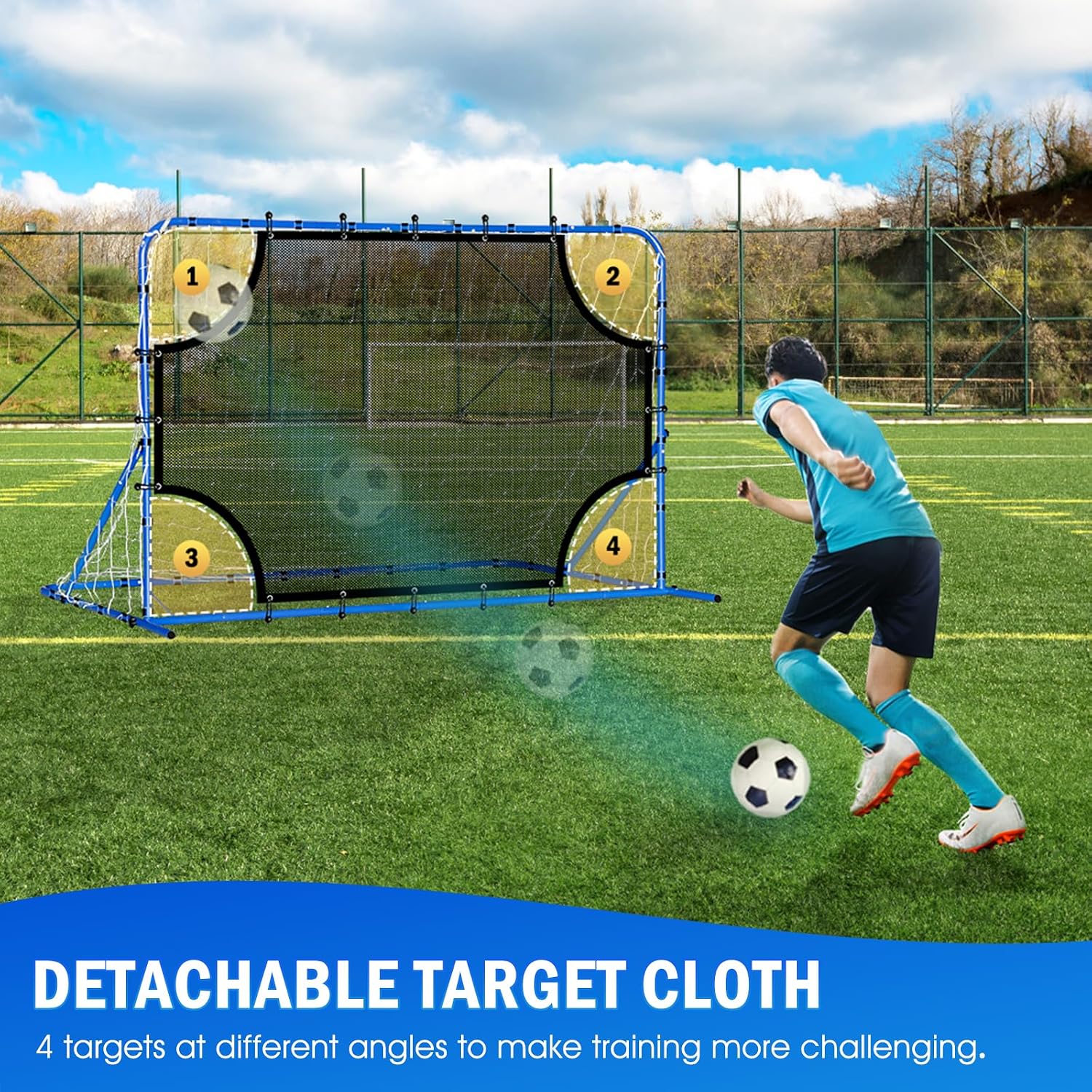 Soccer Baseball Rebounder Soccer Goal Net, Volleyball Rebound Pitchback Net | Quick Switch Angle Soccer Softball Training for Ball Control, Passing, Bounce Back Practice, Easy Setup Lacrosse Soccer Gifts - Image 3