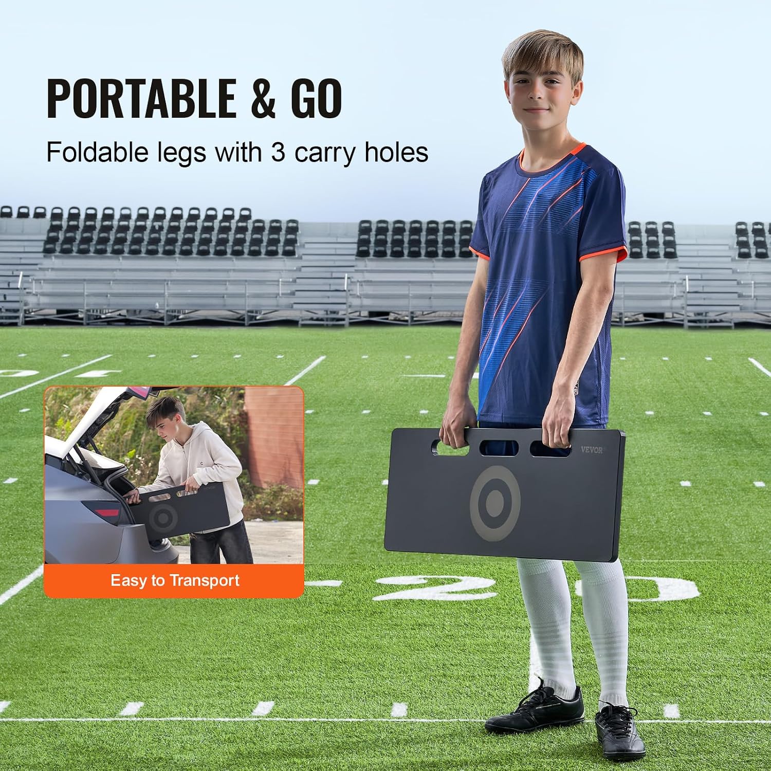 VEVOR Soccer Rebounder Board, Portable Soccer Wall with 2 Angles Rebound, Foldable HDPE Kickback Rebound Board, Soccer Training Equipment for Kids and Adults, Passing & Shooting Practice - Image 4