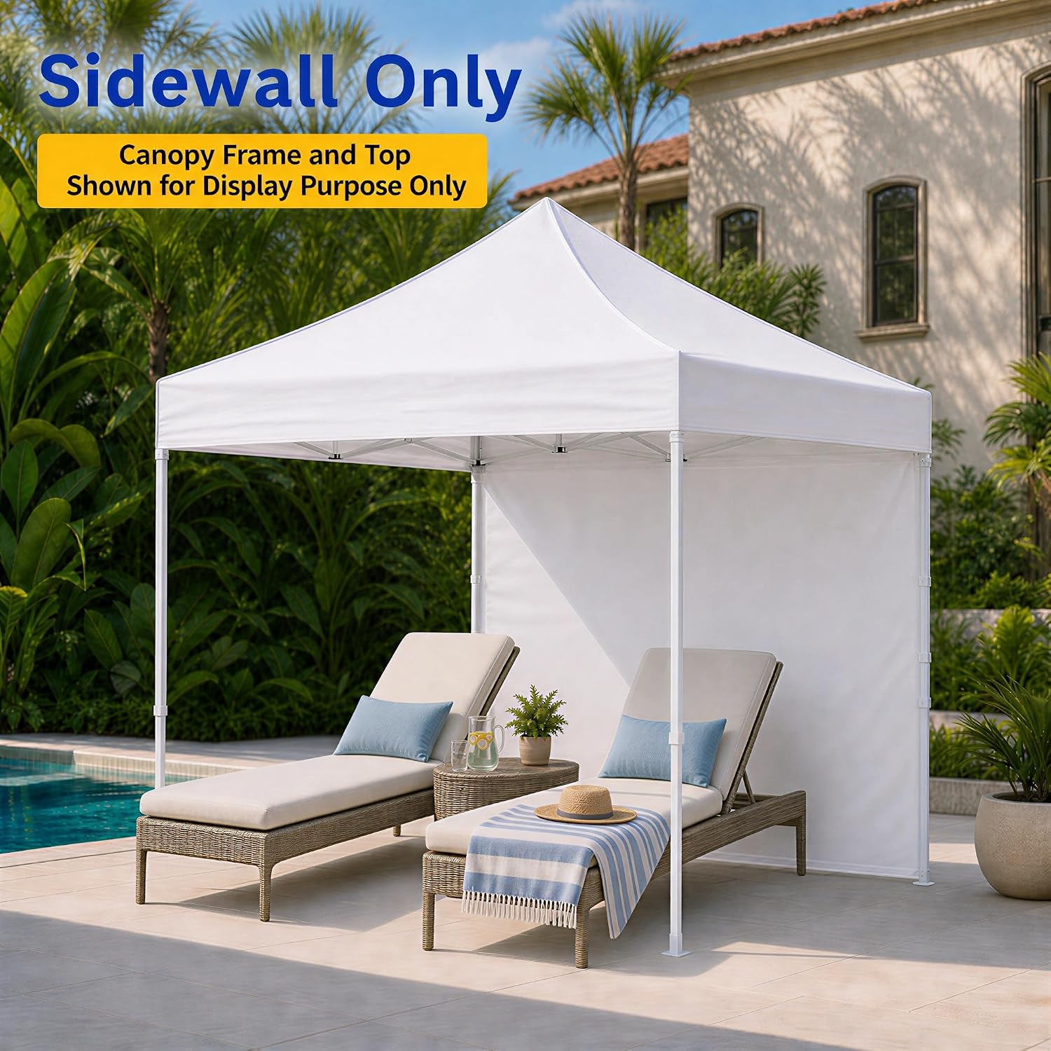 10 x 10 Canopy Sidewall, 1 Pack Pop Up Canopy Wall Panel, White | Sidewall Only, Fits 10x10 Straight Leg Frames, 300D Oxford Fabric, Zipper Connections, Hook & Loop Straps - Image 4