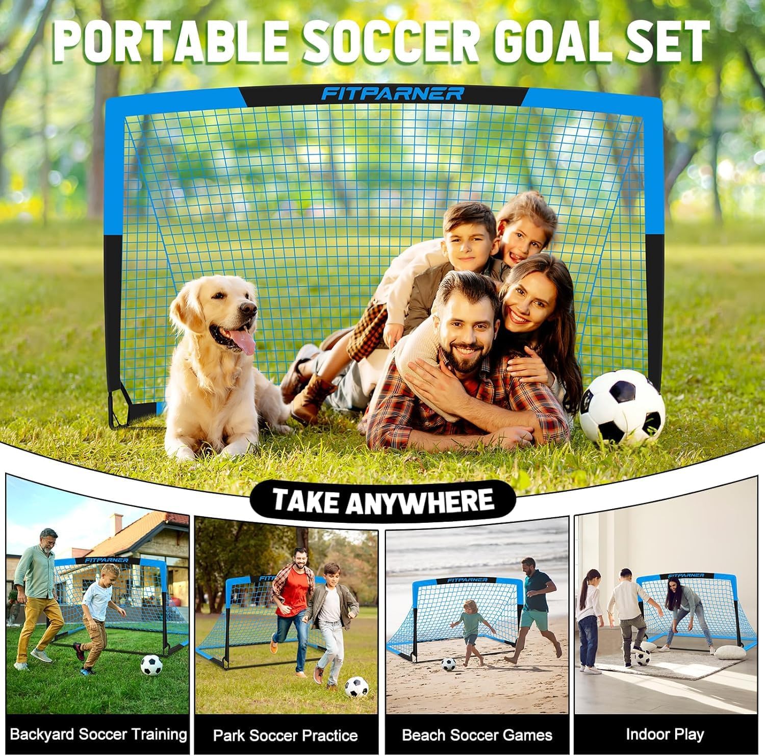 Kids Soccer Goals for Backyard Set - 2 Pack of Portable Pop Up Soccer Nets with Ball,Cones,Complete Training Equipment Kit for Toddler,Youth,Kids Age 3-14,Outdoor Sports Game - Image 5