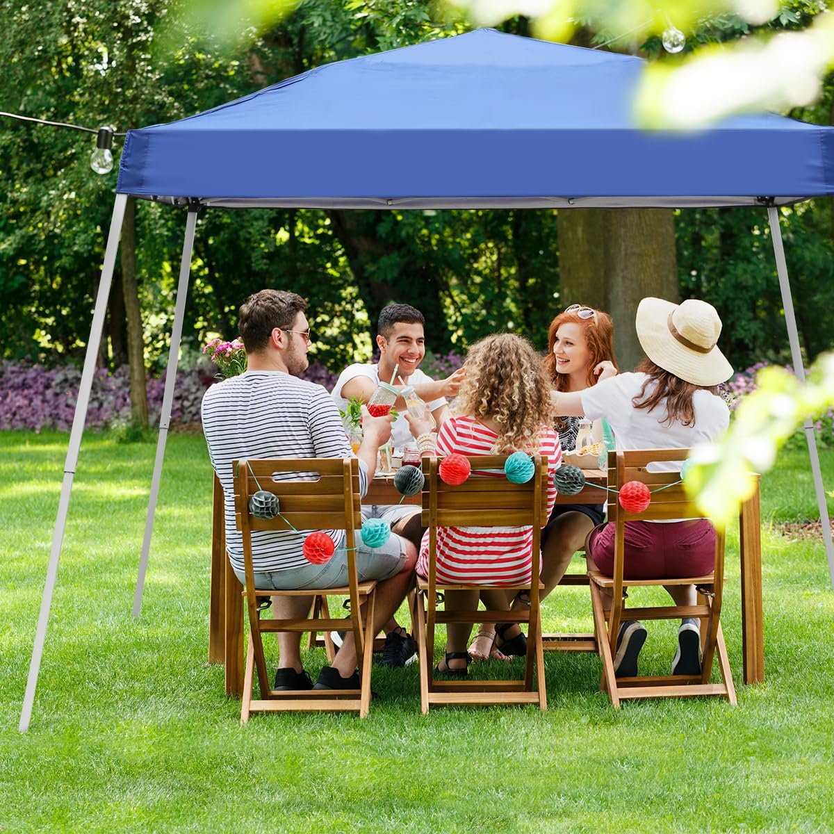 10x10FT Slant Leg Pop Up Canopy Tent, Portable Outdoor Shelter | 10x10FT Base 8x8FT Top, Adjustable Heights, Instant Shelter with Carrying Bag for Patio Deck Garden and Beach - Image 5