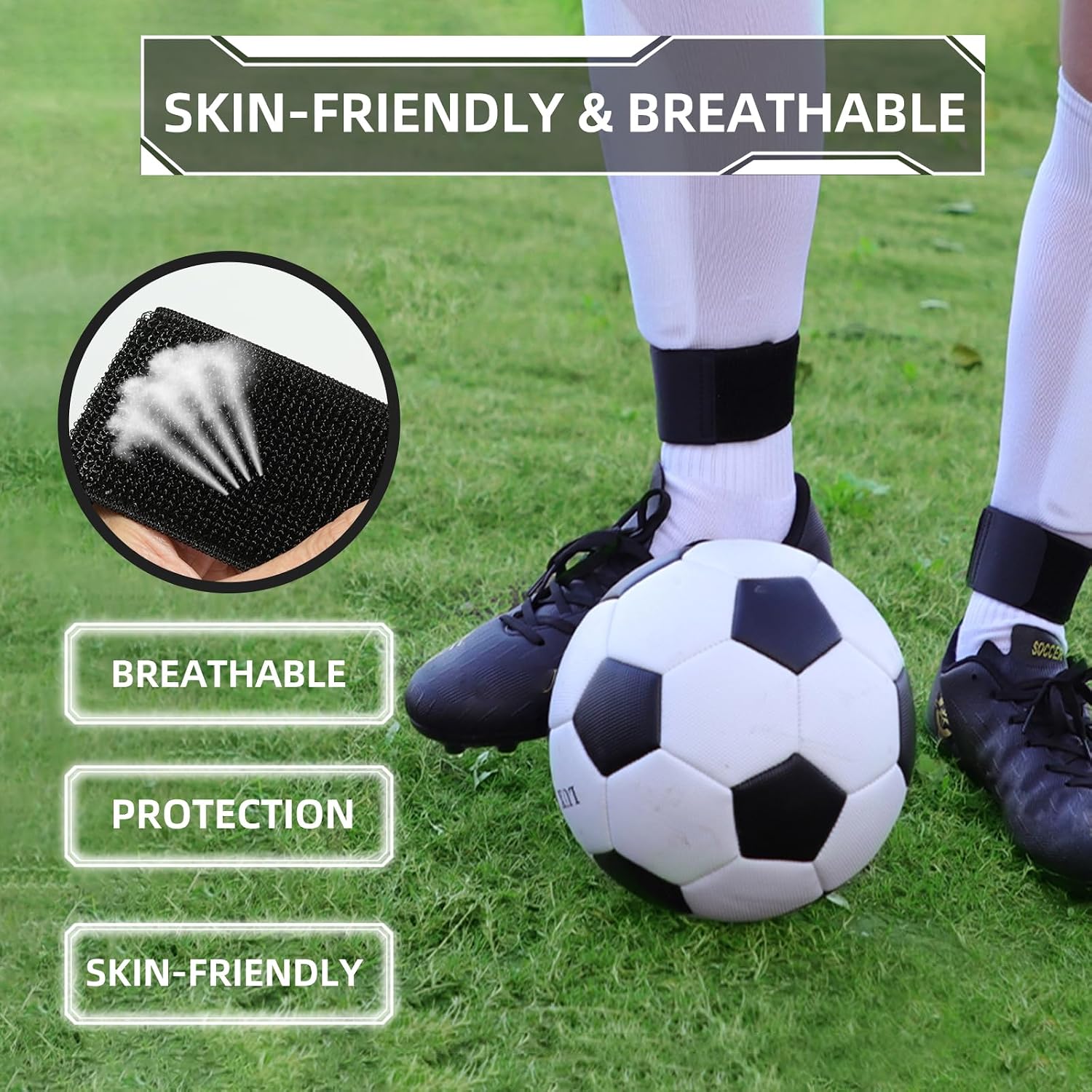 4PCS Elastic Soccer Shin Guard Straps for Kids Youth Adult | Shin Pad Holders, Shinguard Stays, Lightweight & Adjustable, Black & White - Image 5