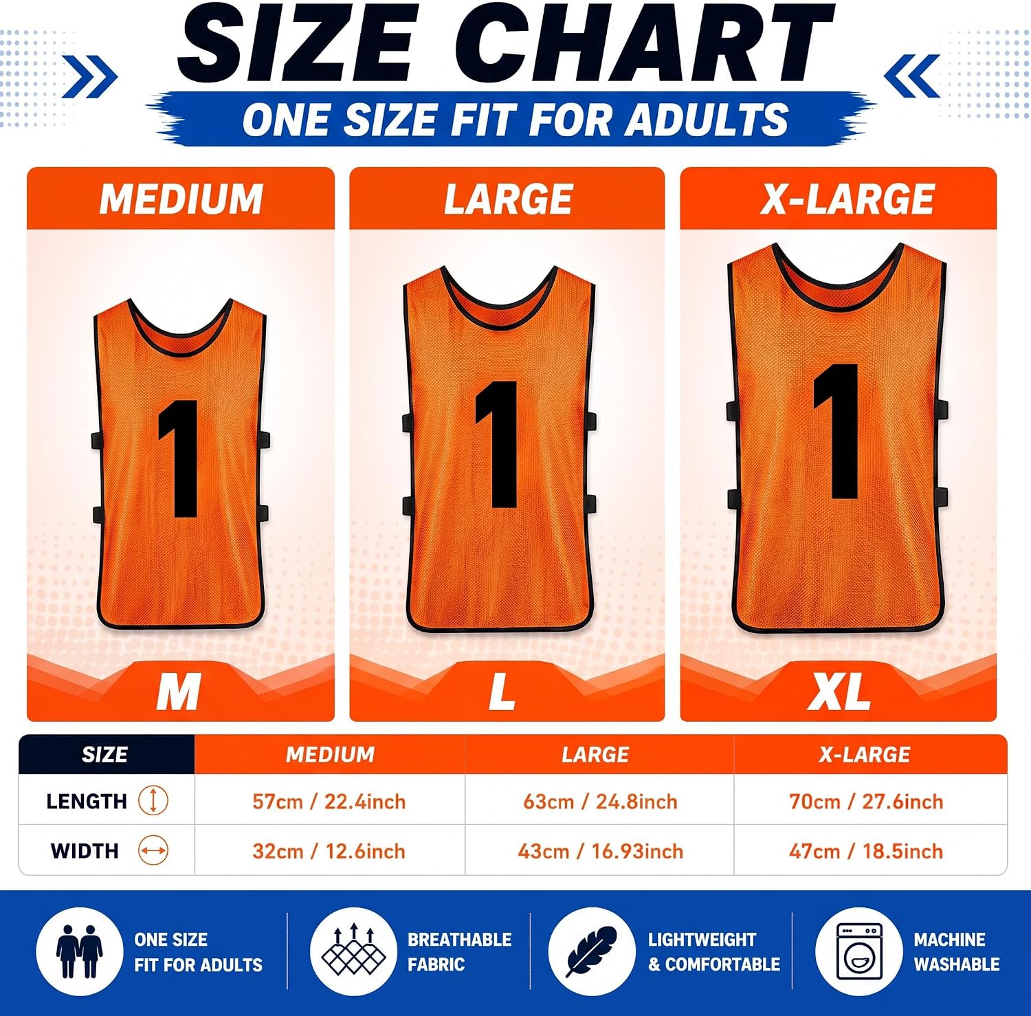 Yahenda 24 Pcs Sports Pinnies Soccer Scrimmage Practice Vests Numbered Soccer Team Pennies with Belt for Adult - Image 3