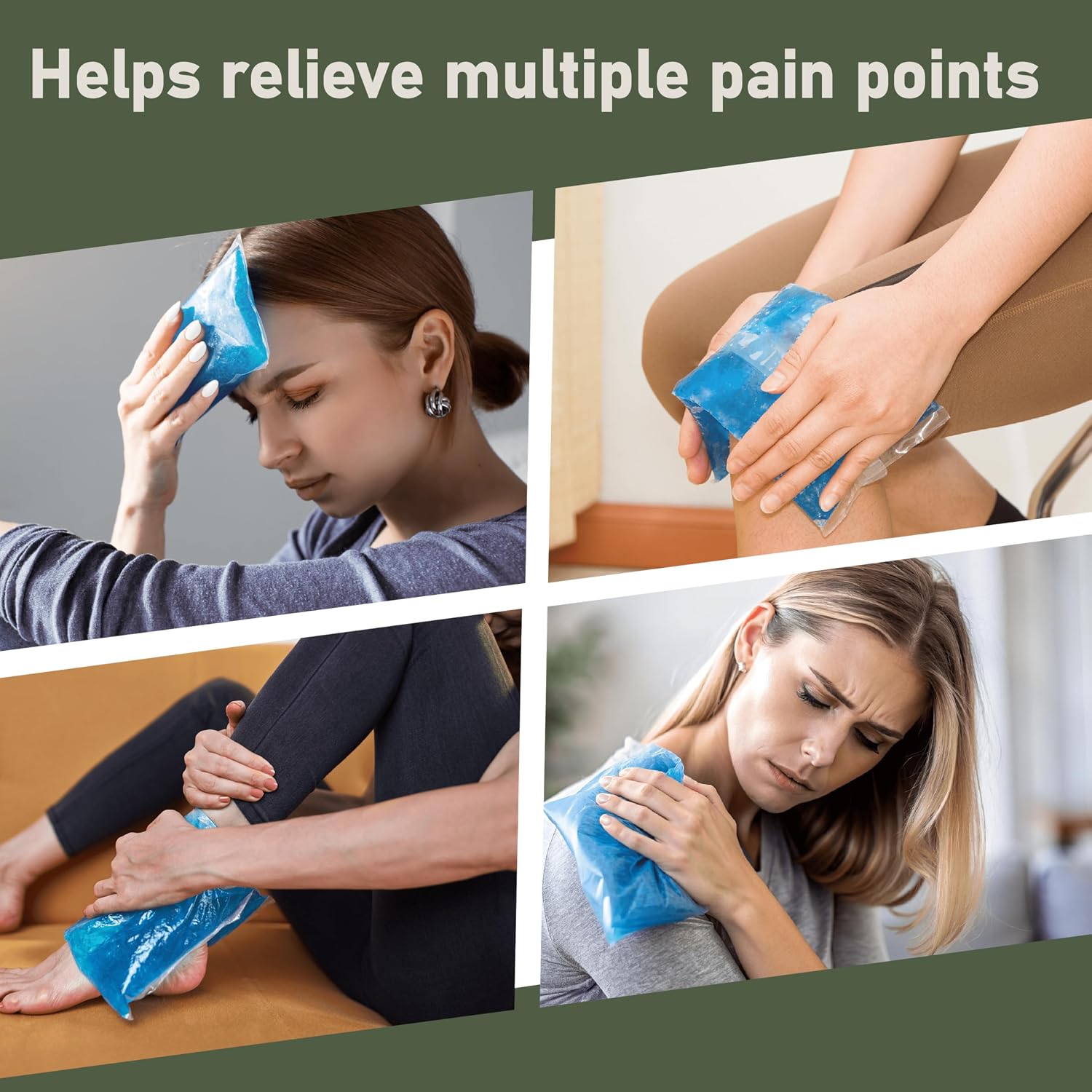 Flexible Cold Gel Ice Pack Reusable, 9.5" x 4.5", 4 Pack | Reusable soft gel ice pack for injuries, recovery, leak-proof, medical grade for knee, back, neck, wrist, hand, elbow - Image 3