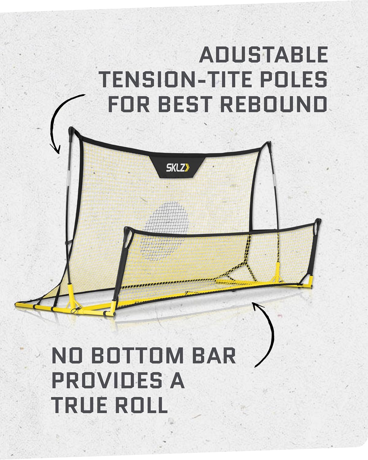 SKLZ Quickster Soccer Trainer - Dual-Sided Rebounder for Solo Passing, Receiving, Trapping Practice - Large & Small Rebound Net - Weather Resistant - Adjustable Frame, Metal Stakes & Carry Bag - Image 6