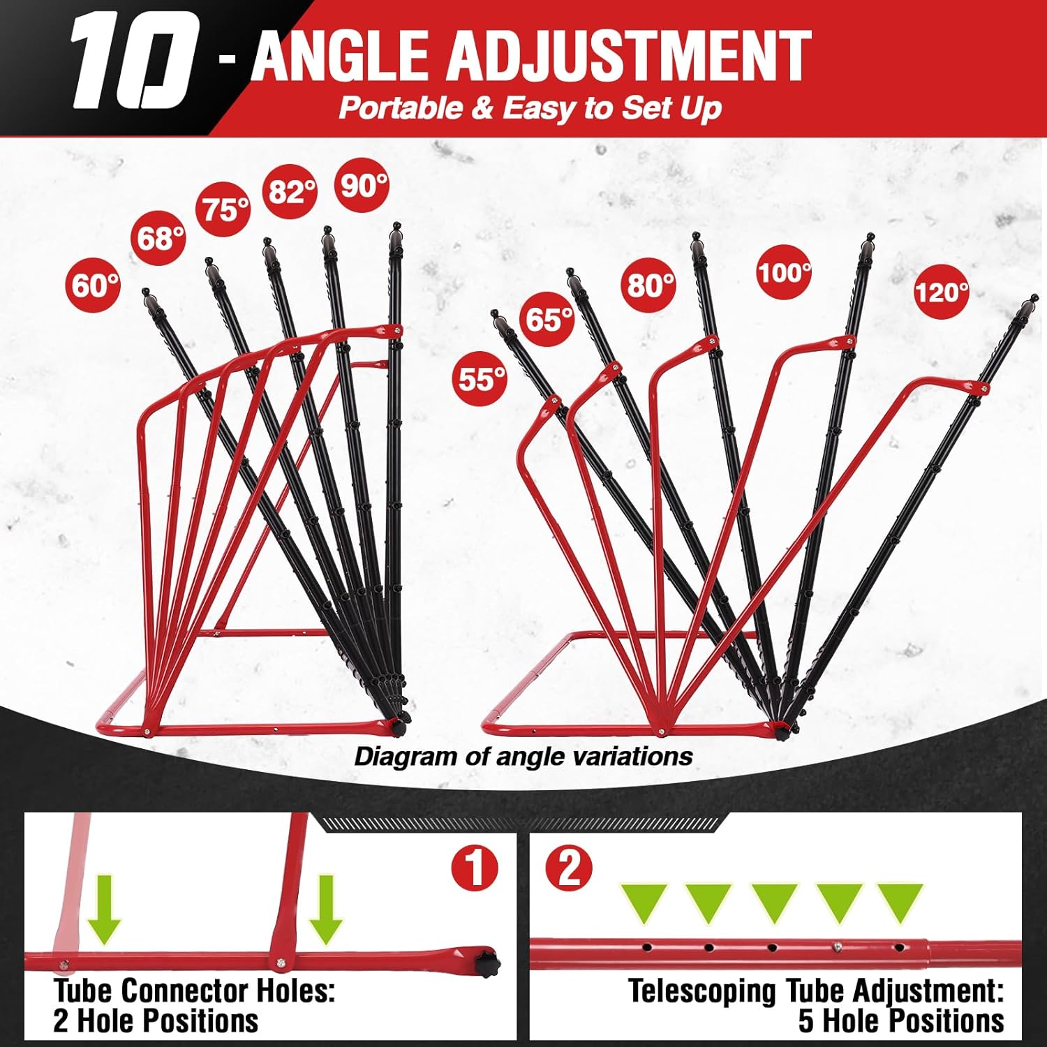 ZEALFEEL 6x4FT Soccer Rebounder Net, 10-Angle Kickback Training Frame | Thickened Metal, Tear-Resistant PE Net; For Soccer, Volleyball & Baseball; Portable for Backyard/Indoor Solo & Team Drills - Image 2