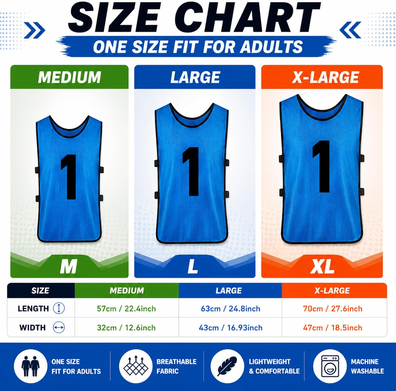 Yahenda 24 Pcs Sports Pinnies Soccer Scrimmage Practice Vests Numbered Soccer Team Pennies with Belt for Adult - Image 3
