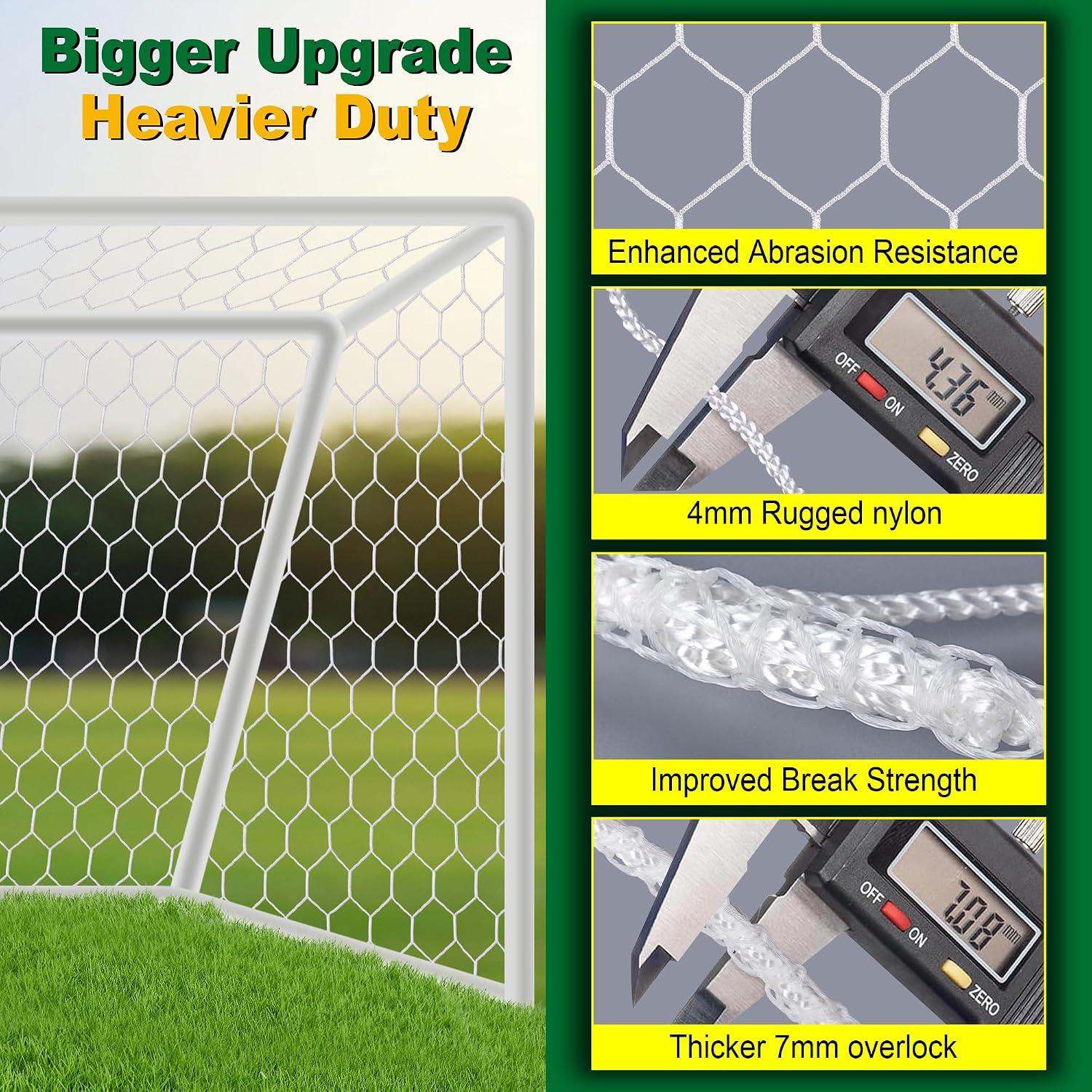 LAO XUE 24x8FT Soccer Goal Net,White Heavy Duty Replacement Outdoor | Professional Full Size Weather Resistance for Training and Match Play (Net Only) - Image 2