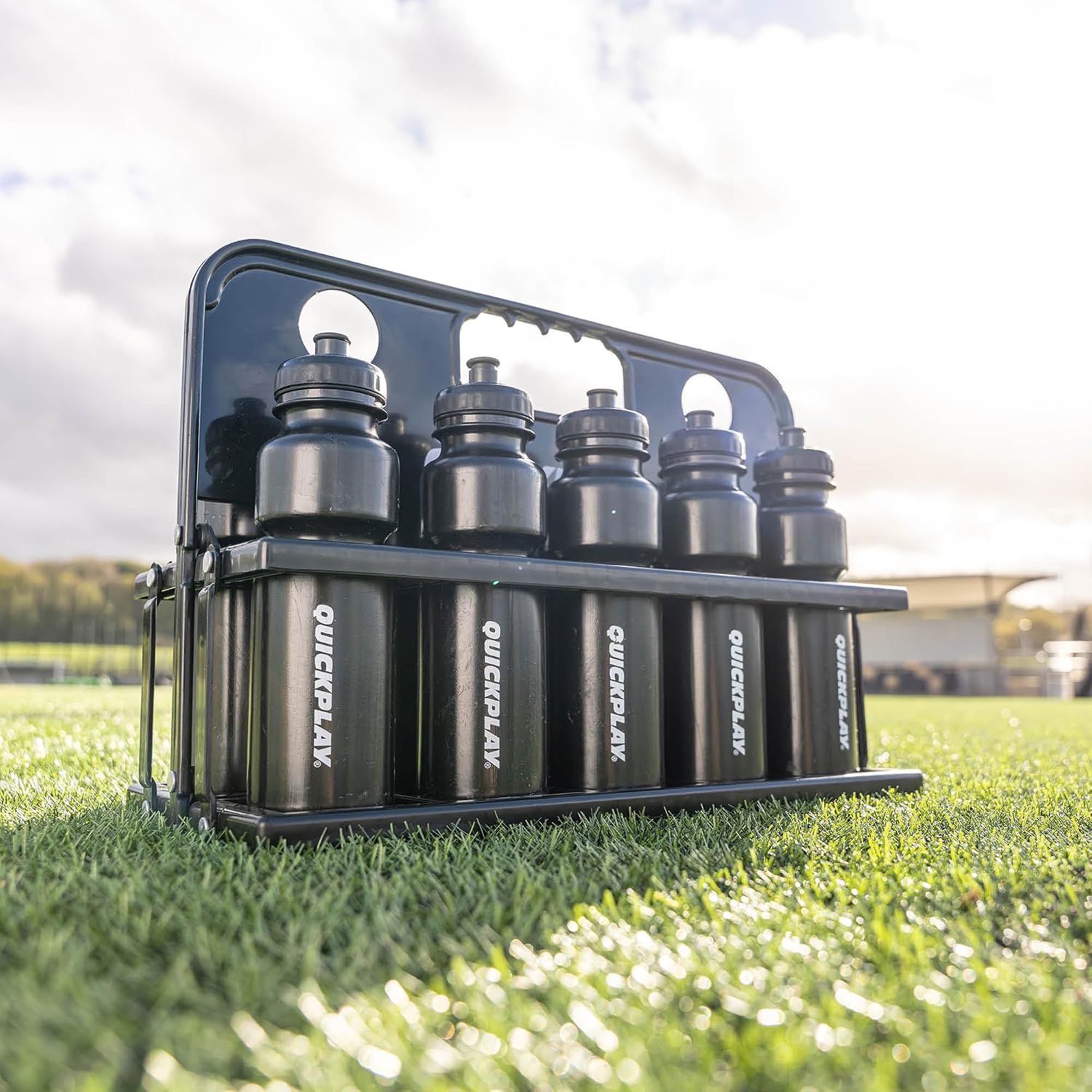 QUICKPLAY 10 Water Bottles 750ml & Foldable Water Bottle Carrier - Sports Water Bottles for Teams, Soccer Water Bottles with Bottle Carrier, Lightweight Sports Bottle Holder