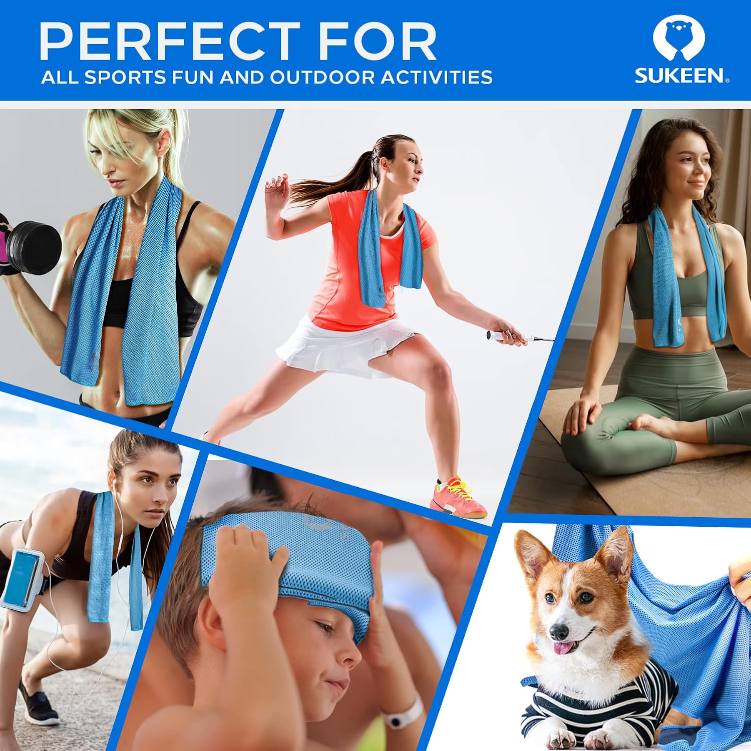 Sukeen 4 Pack Cooling Towels (40"x 12"), Cooling Neck Wraps, Soft Ice Towel | Lightweight,Absorb moisture,Long Last,Mesh Breathable for Sports,Outdoors,Yoga,Tennis,Golf,Running,Gym,Camping,Campus,Travel - Image 7