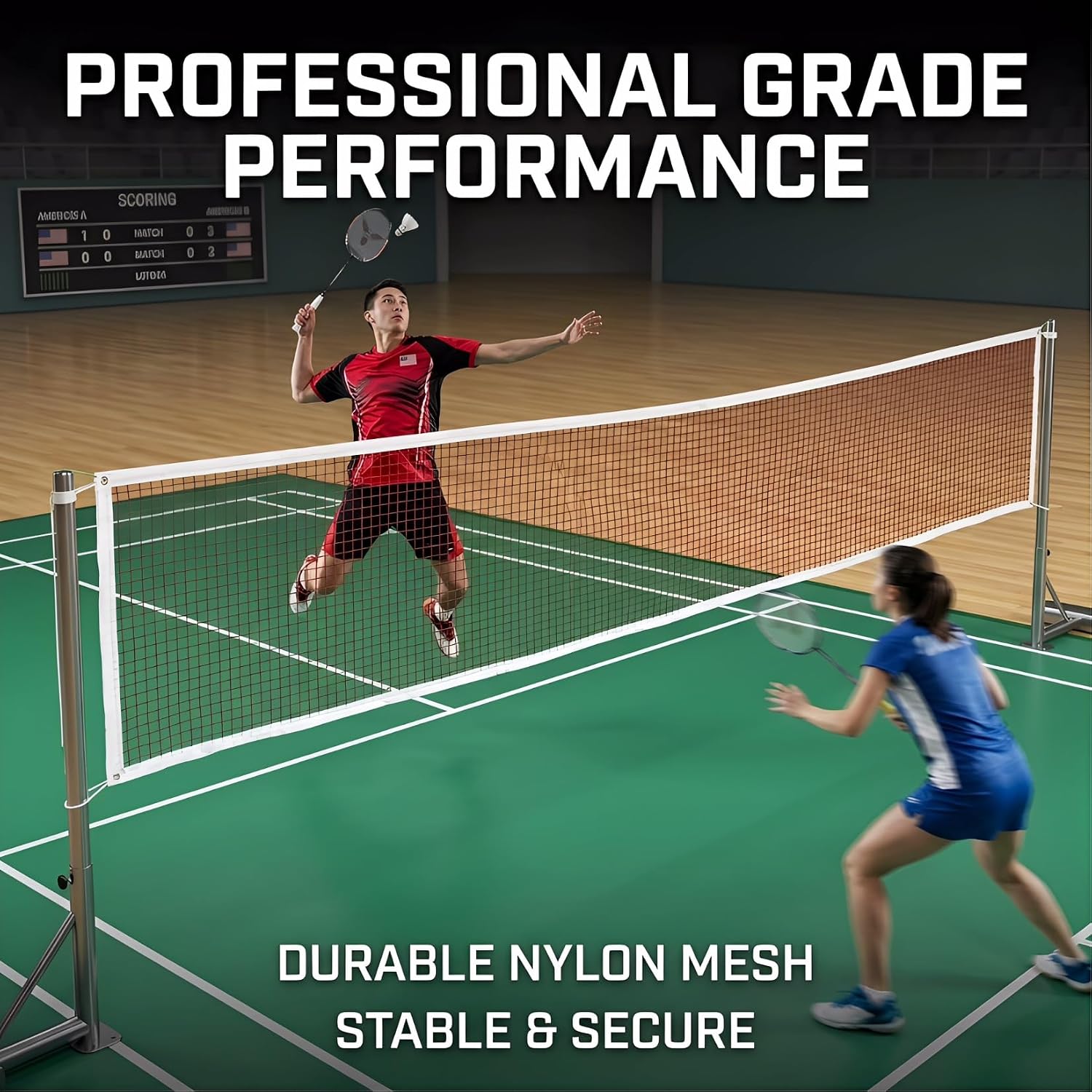 RAINFLOW Badminton Net Replacement - 20FT x 2.5FT PE Mesh Sports Net Only | Reinforced Steel Cable & 4 Tie Ropes, Portable Outdoor Indoor Net for Backyard Badminton, Volleyball & Pickleball Games - Image 2