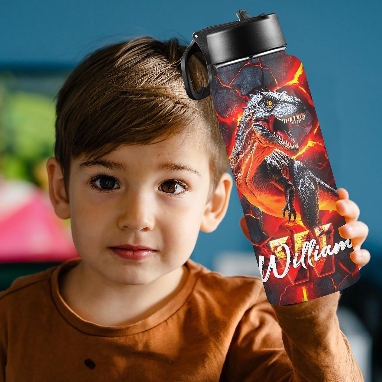 Personalized Water Bottle for Boys for School, Customized Kids Insulated Bottle with Name Picture, Stainless Steel Thermo with Straw, 18oz, Back to School Gift Basketball Soccer Baseball Pattern - Image 6