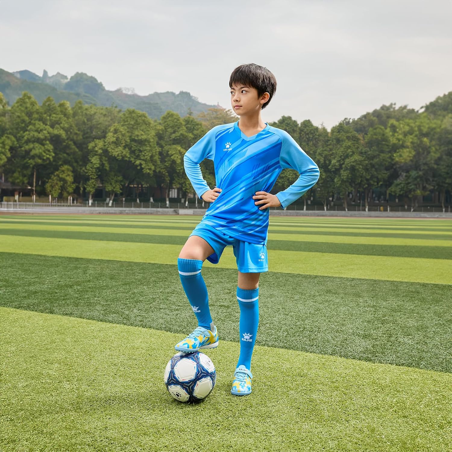 KELME Kids Goalie Shirt,Goalkeeper Jersey Padded Long Sleeve Soccer Football Training Uniform for Youth,Blue Kid Size 6 - Image 3