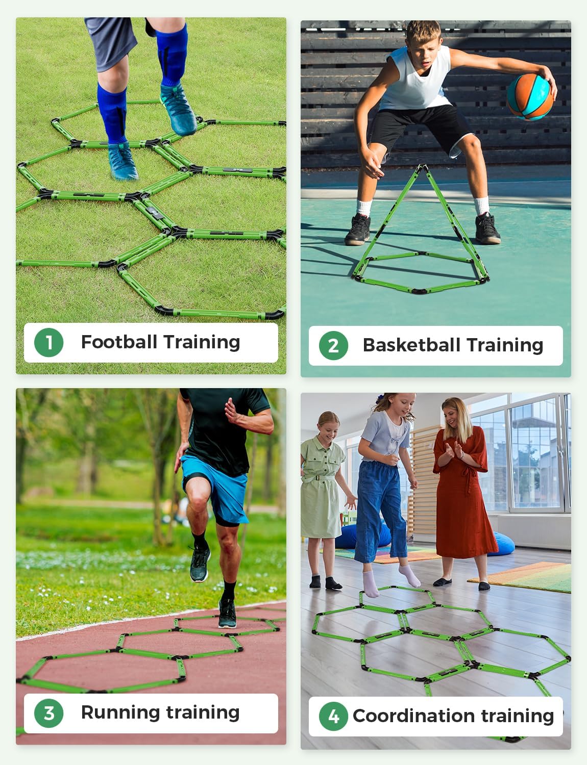 GHB Hex Agility Rings Speed Rings with Carrying Bag 6 Set Portable Hexagon Rings, Agility Ladder for Agility Footwork Training - Image 5