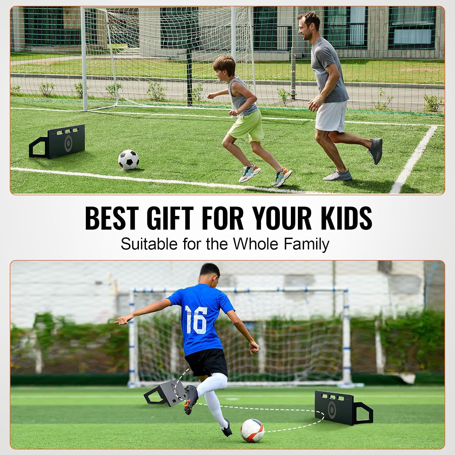 VEVOR Soccer Rebounder Board, Portable Soccer Wall with 2 Angles Rebound, Foldable HDPE Kickback Rebound Board, Soccer Training Equipment for Kids and Adults, Passing & Shooting Practice - Image 6