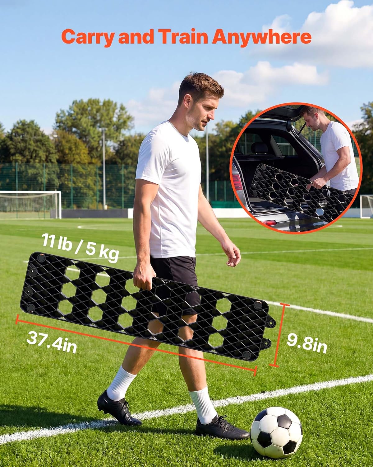 VEVOR Soccer Rebounder Board, Mult-Adjustable Angles Portable Soccer Rebound Wall, Foldable Kickback Board, Soccer Practice Equipment, Ideal for Kids & Adults Passing & Shooting Drills - Image 6