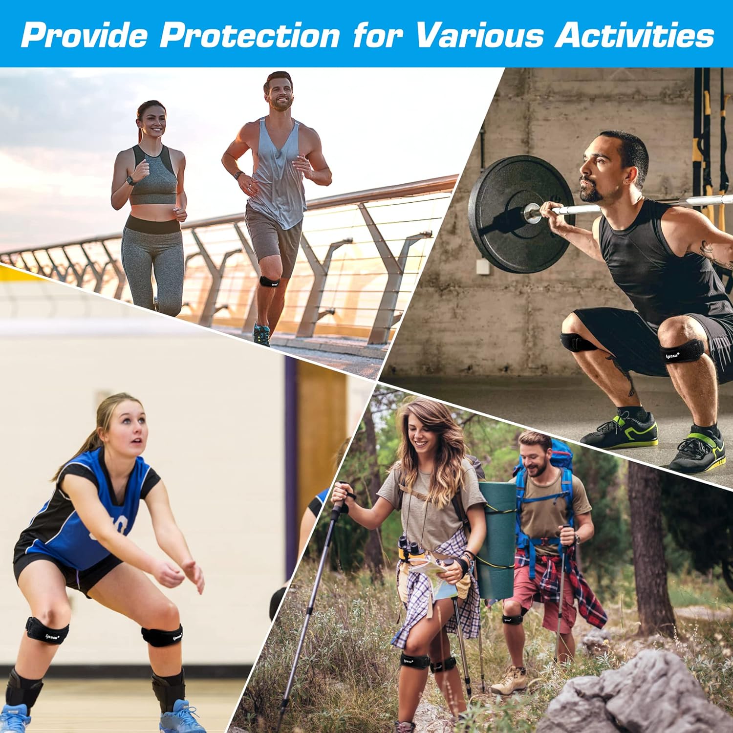 IPOW Patella Tendon Knee Strap 2 Pack Knee Pain Relief & Patella Stabilizer Knee Strap, Patellar Tendon Support Strap, Knee Brace for Running, Hiking, Soccer, Basketball, Jumpers Knee, Tennis, Volleyball & Squats - Image 7