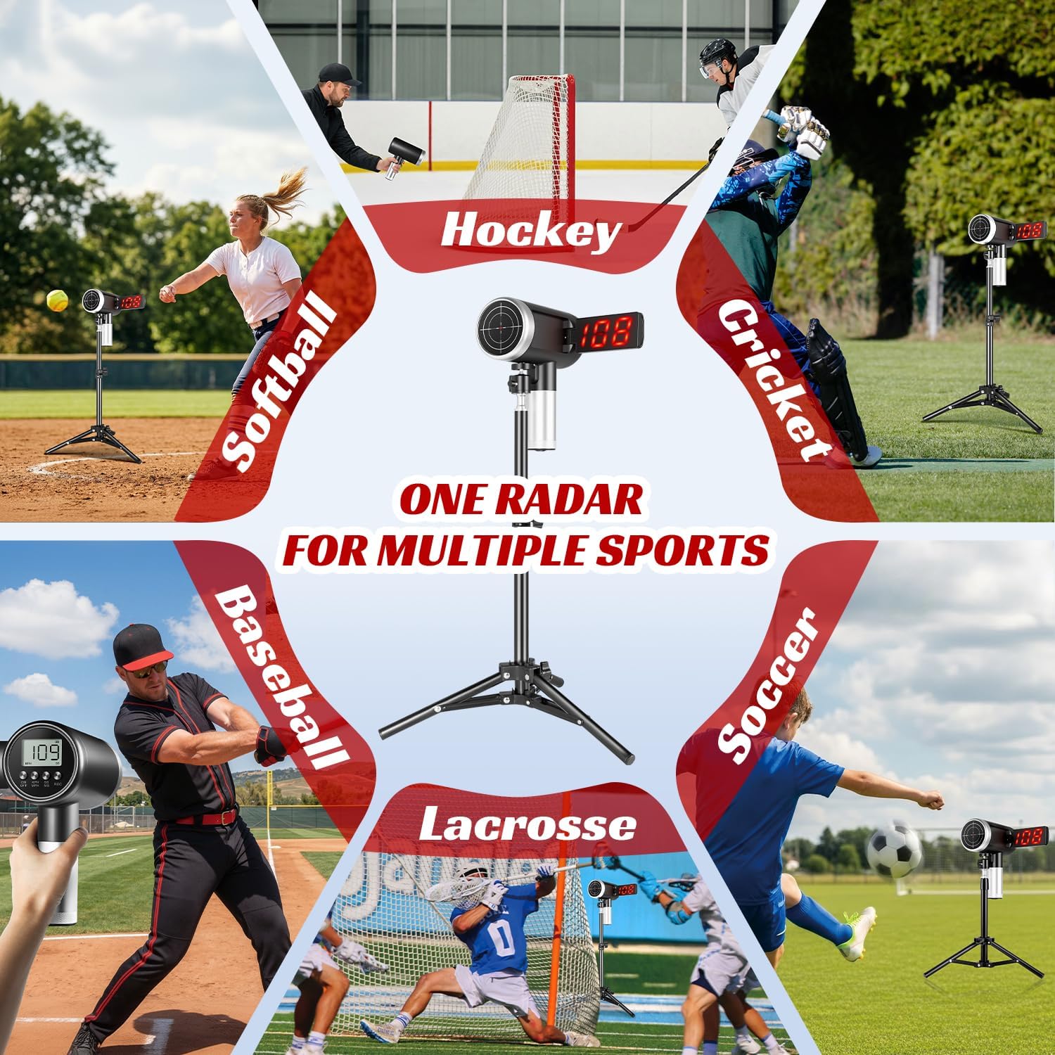 Upgrade Baseball Radar Gun with Tripod,LED + LCD Dual Display | Accuracy Speed Radar Gun for Pitching&Swing,Handheld or Hand Free Multi-Sport Speed Radar Training Equipment for All Players - Image 8