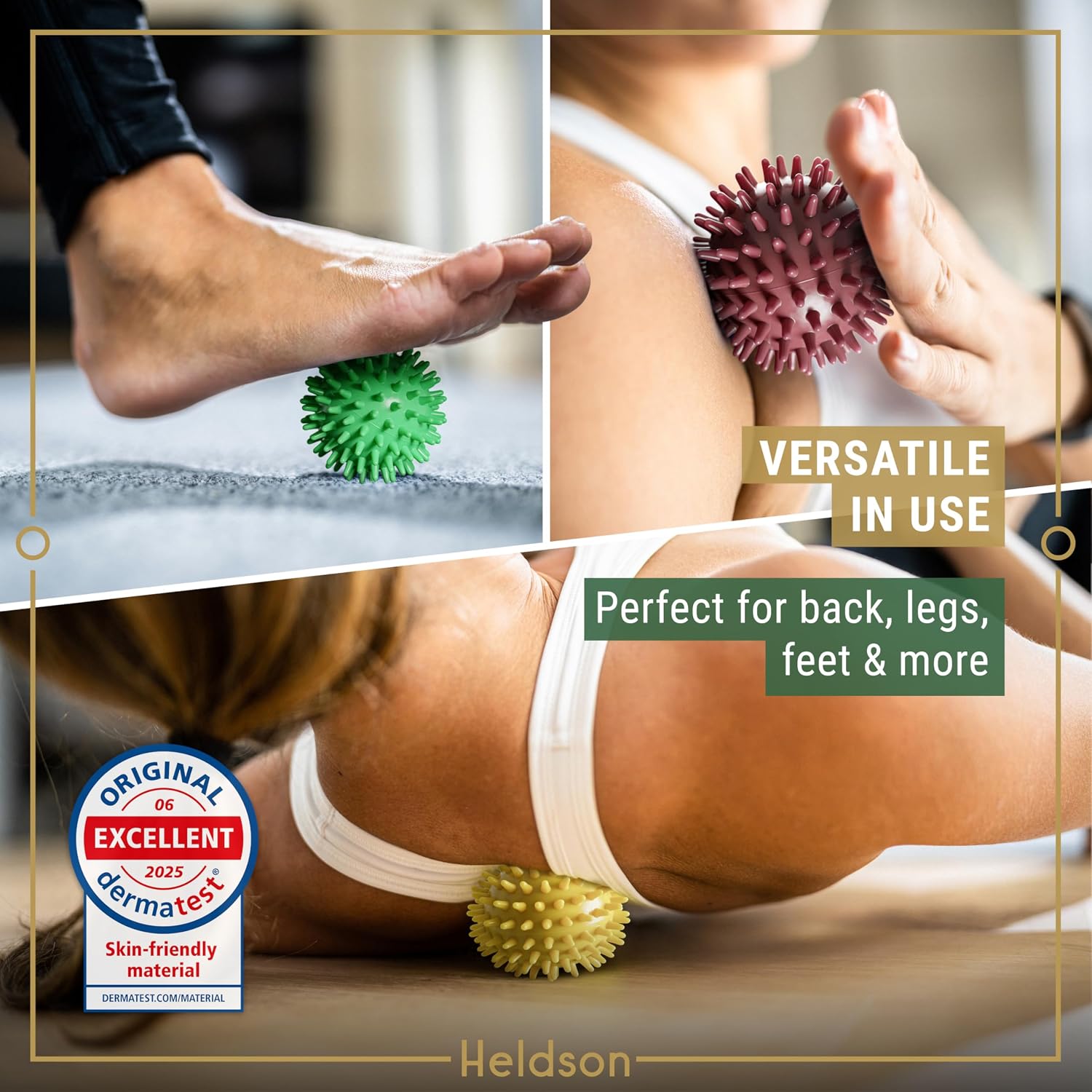 Spiky Massage Ball Set 3 Pcs – Foot Massage Balls Soft to Hard | Dermatest "excellent", 3 firmness levels from soft to hard, trigger point balls for feet, back & neck, incl. reflex charts - Image 5