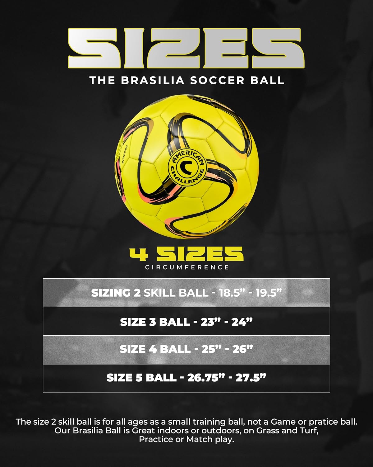 American Challenge Brasilia Soccer Ball Size 5, 4, 3 & 2 | Durable TPU casing with Hybrid SR bladder for reliable bounce, ideal for training and recreational play - Image 6