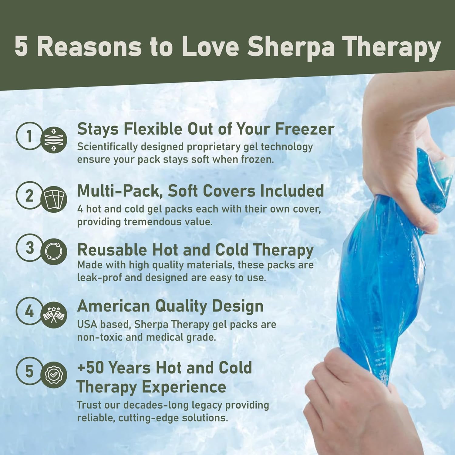 Flexible Cold Gel Ice Pack Reusable, 9.5" x 4.5", 4 Pack | Reusable soft gel ice pack for injuries, recovery, leak-proof, medical grade for knee, back, neck, wrist, hand, elbow - Image 2