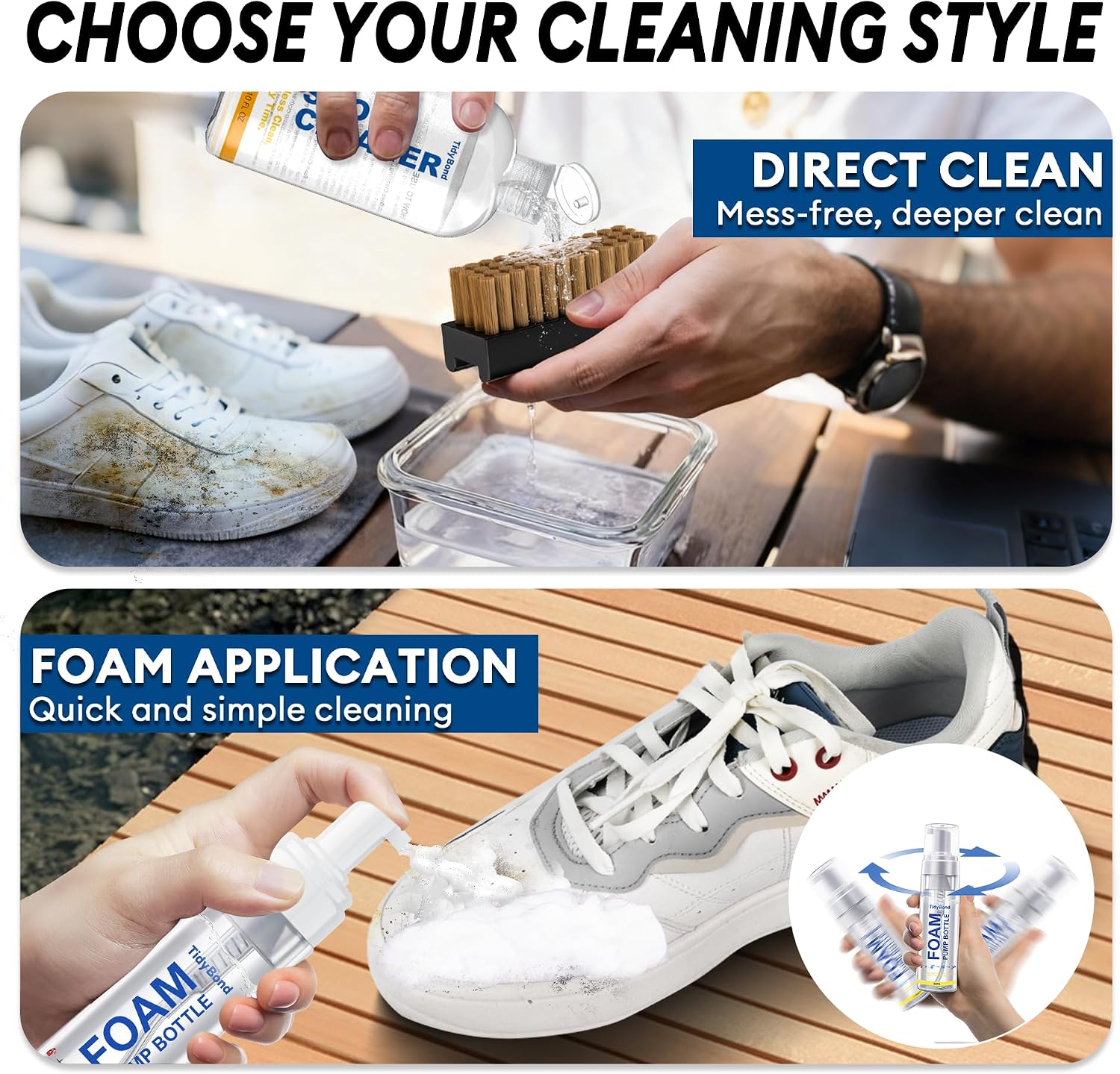 Shoe Cleaner Kit for Sneakers with 3 Brushes and Foam Bottle, 10.6 oz | Deep Cleaning for White Shoes, Leather, Suede, Nubuck, Canvas, Mesh, Boots, Midsoles and Soles - Image 4