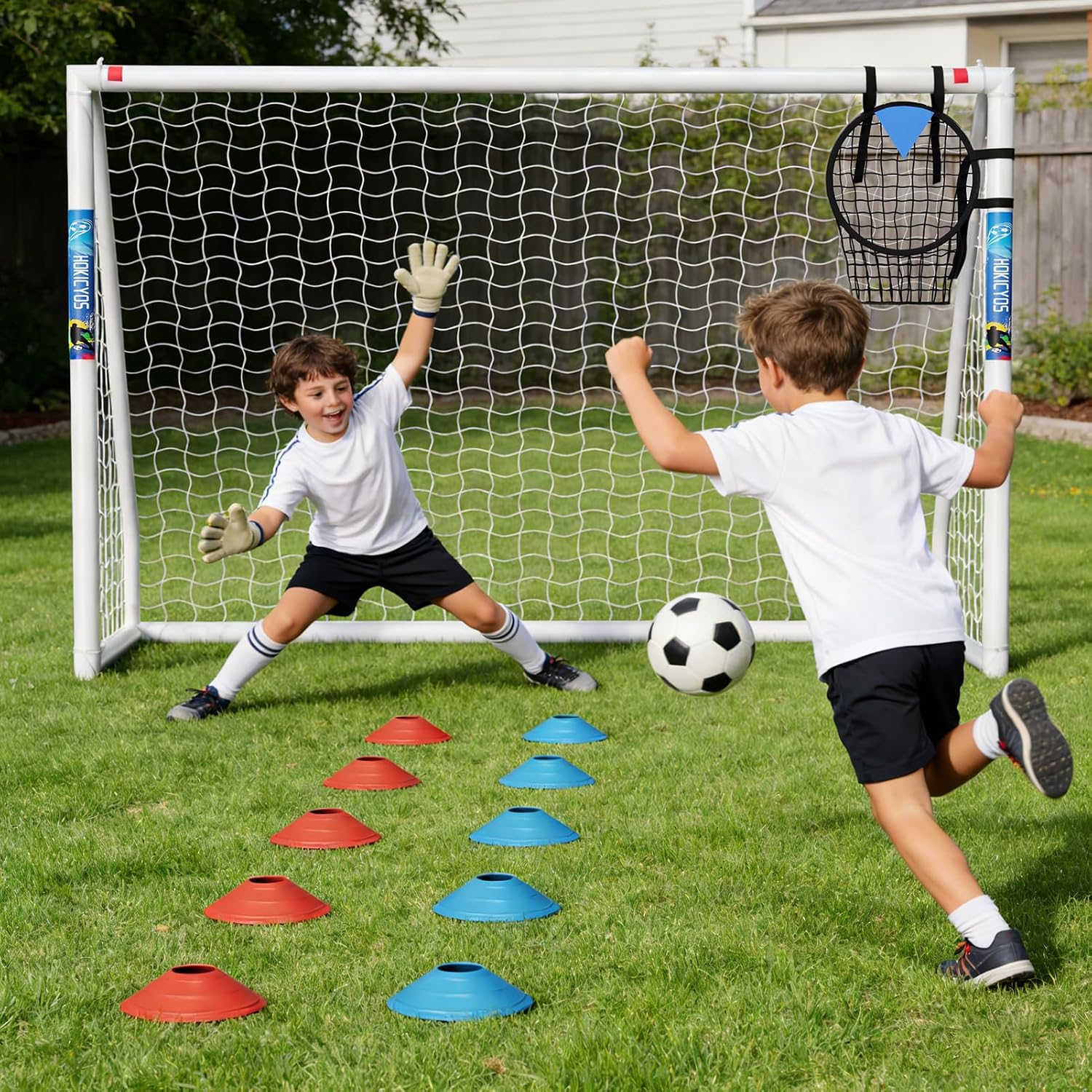 Soccer Goal for Backyard 10×6.5, 8×6 and 6×4 FT Soccer Goals Weatherproof and Portable HPVC Soccer Goal with Soccer Target Net and Carry Bag for Kids and Adults Outdoor's Practice Training - Image 6
