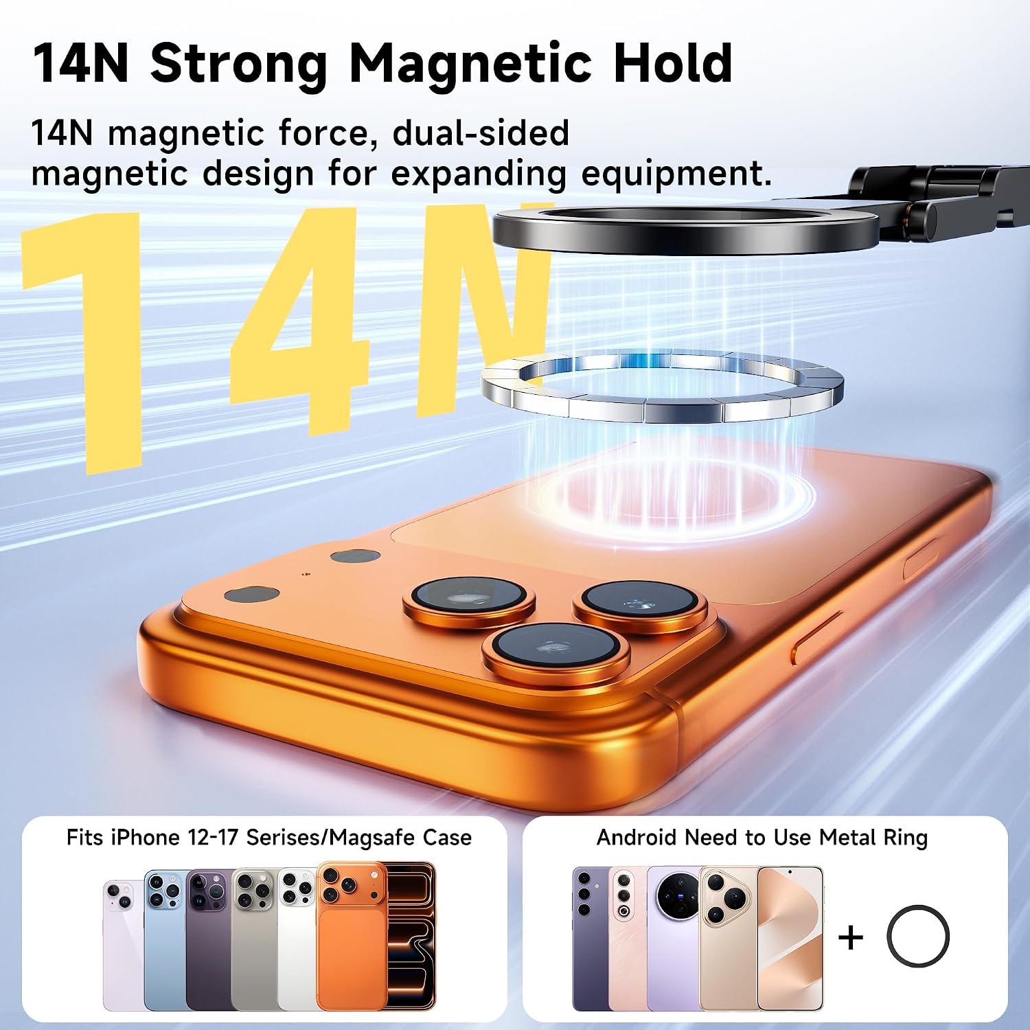 7RYMS 7RIG T1 Magnetic Phone Tripod for iPhone/Android, 1/4" Screw for Vlog | Aluminium MagSafe Phone Holder with Magnet Foldable Hook, Mini Smartphone Stand for Gym, Travel, Filming, Video Recording - Image 2