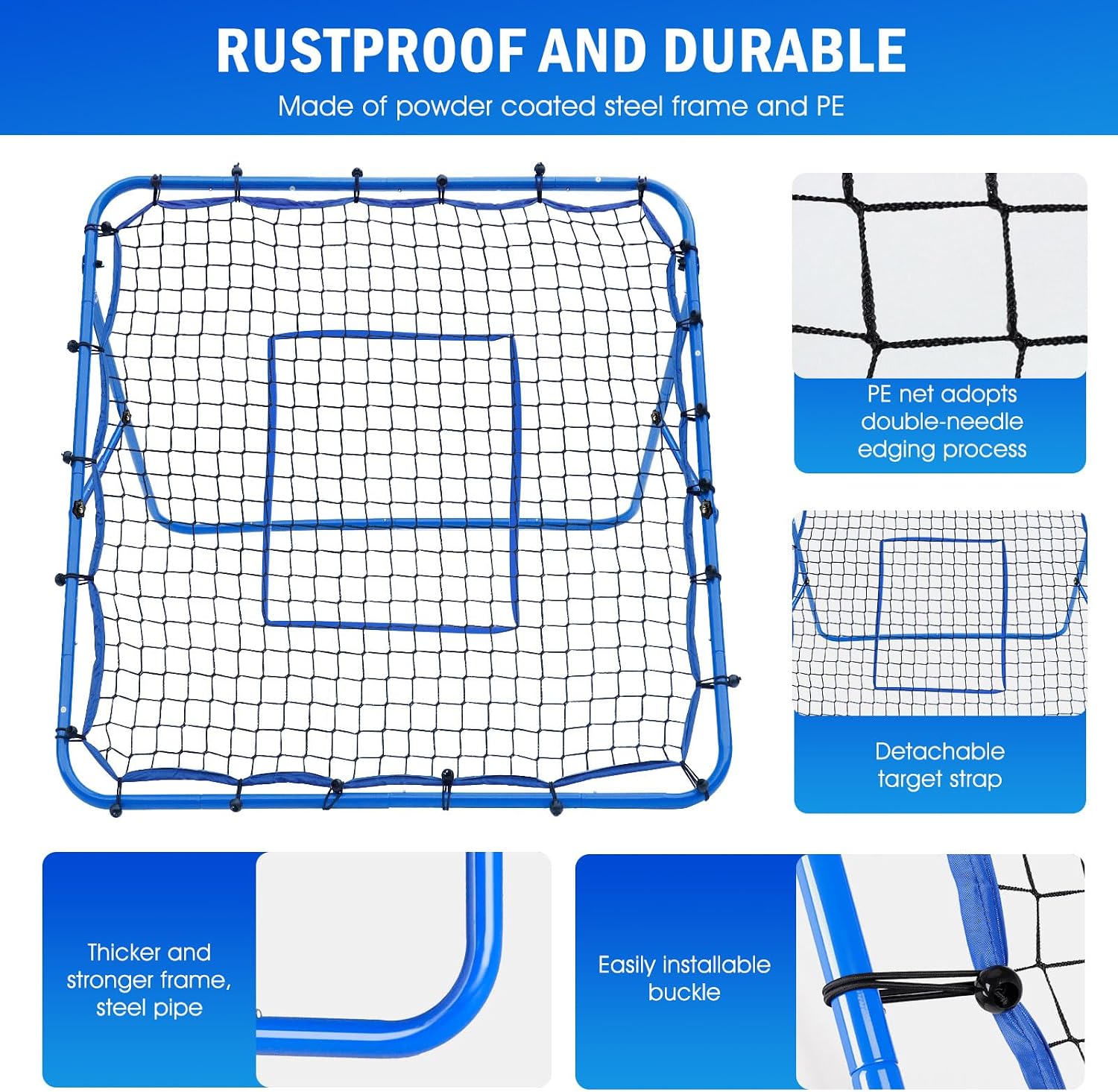 Volleyball Baseball Rebounder Net, Softball Rebounder Pitchback Net Quick Adjustments, Quick Adjustments Lacrosse Bounce Back Practice Equipment, Ideal for Outdoor Indoor and Backyard Training - Image 7