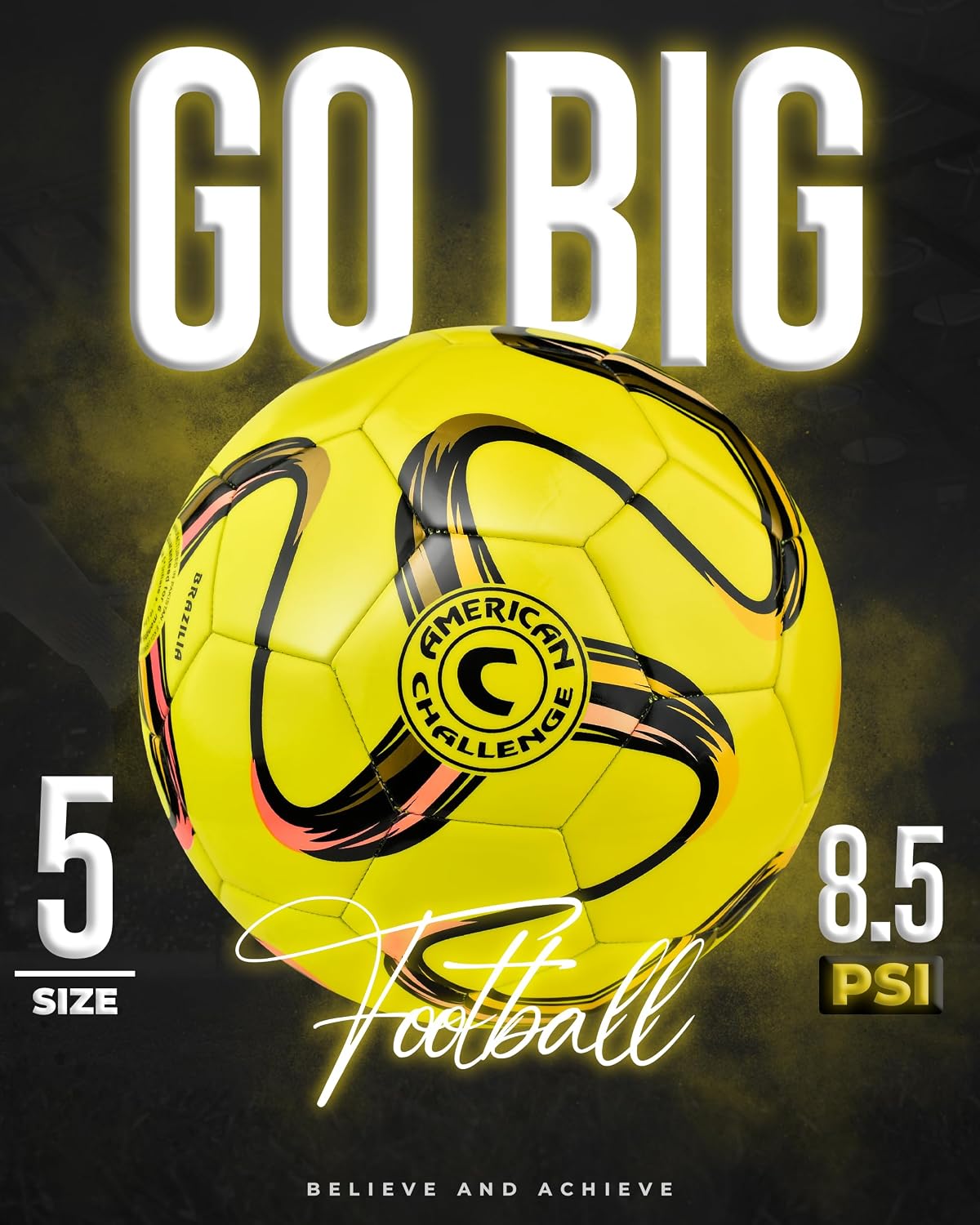 American Challenge Brasilia Soccer Ball Size 5, 4, 3 & 2 | Durable TPU casing with Hybrid SR bladder for reliable bounce, ideal for training and recreational play - Image 5