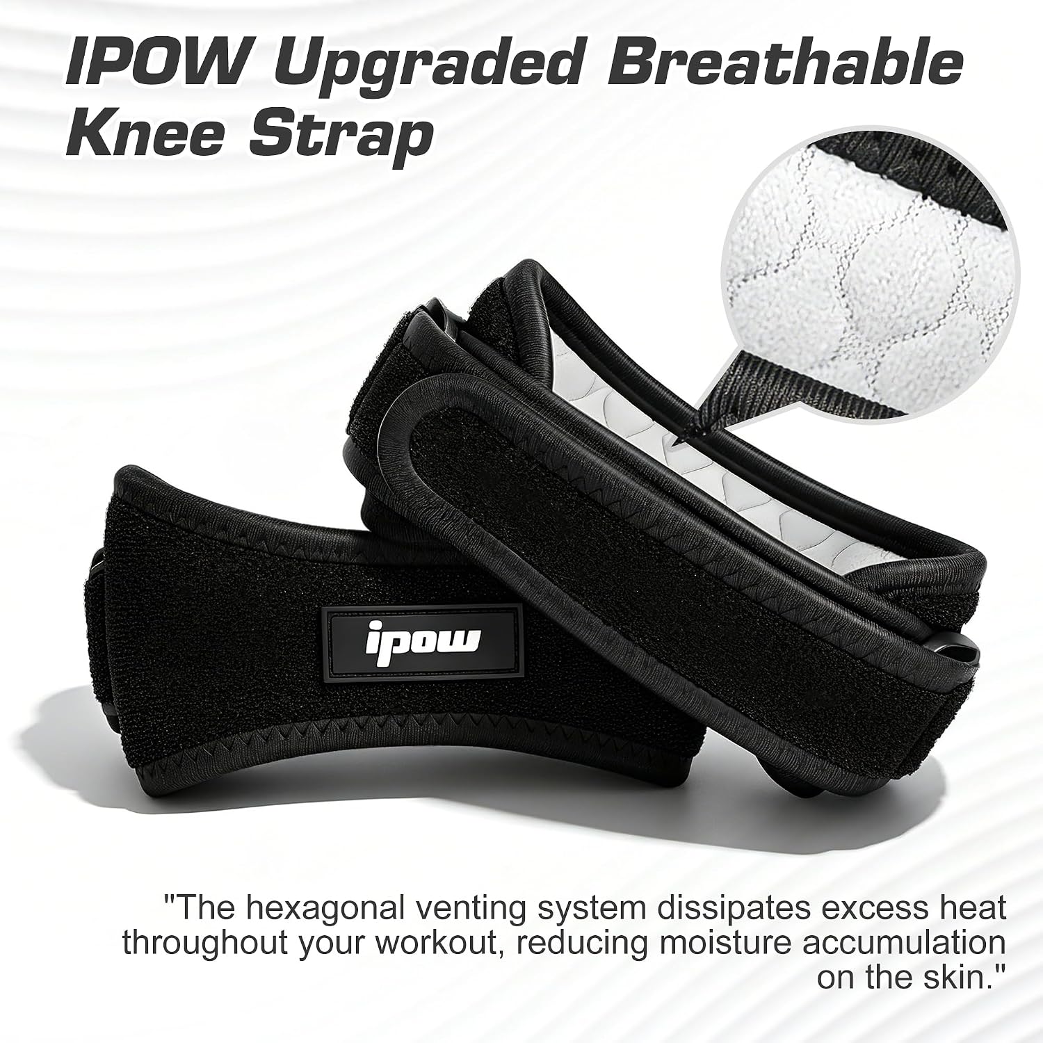 IPOW Patella Tendon Knee Strap 2 Pack Knee Pain Relief & Patella Stabilizer Knee Strap, Patellar Tendon Support Strap, Knee Brace for Running, Hiking, Soccer, Basketball, Jumpers Knee, Tennis, Volleyball & Squats - Image 3