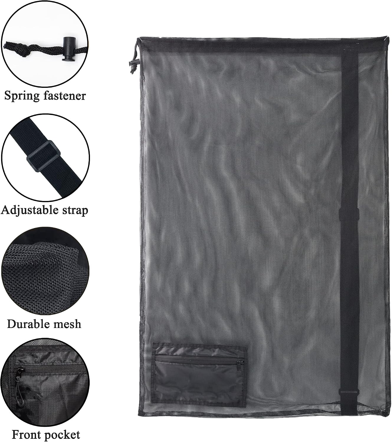 Foldable Drawstring Mesh Ball Bag,Holds 10+ Soccer Balls | Drawstring Bag for Gym, Pool & Beach Gear, Swimming, Basketball Equipment Carryall (L) - Image 4