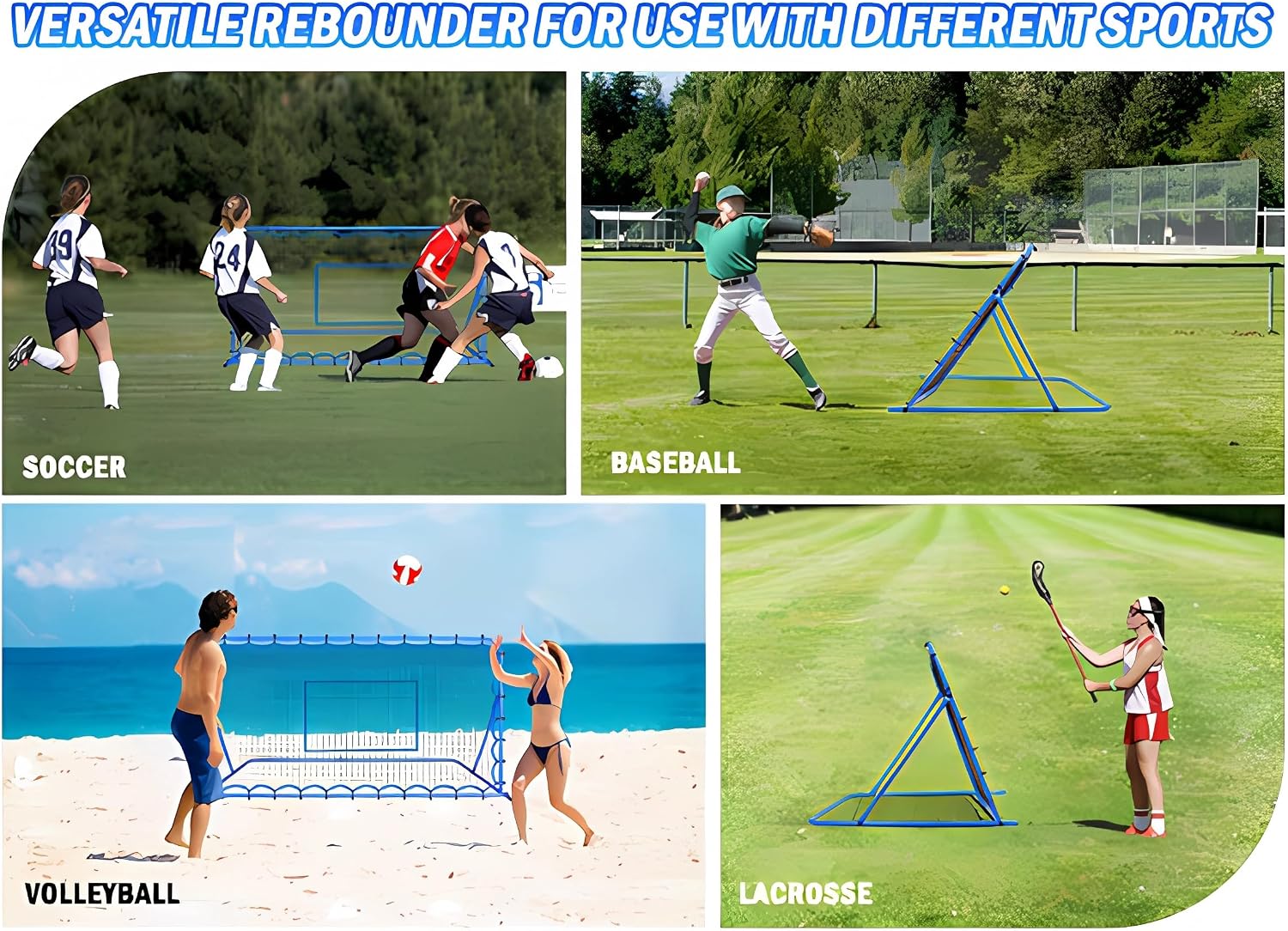 Soccer Baseball Rebounder Soccer Goal Net, Volleyball Rebound Pitchback Net | Quick Switch Angle Soccer Softball Training for Ball Control, Passing, Bounce Back Practice, Easy Setup Lacrosse Soccer Gifts - Image 7