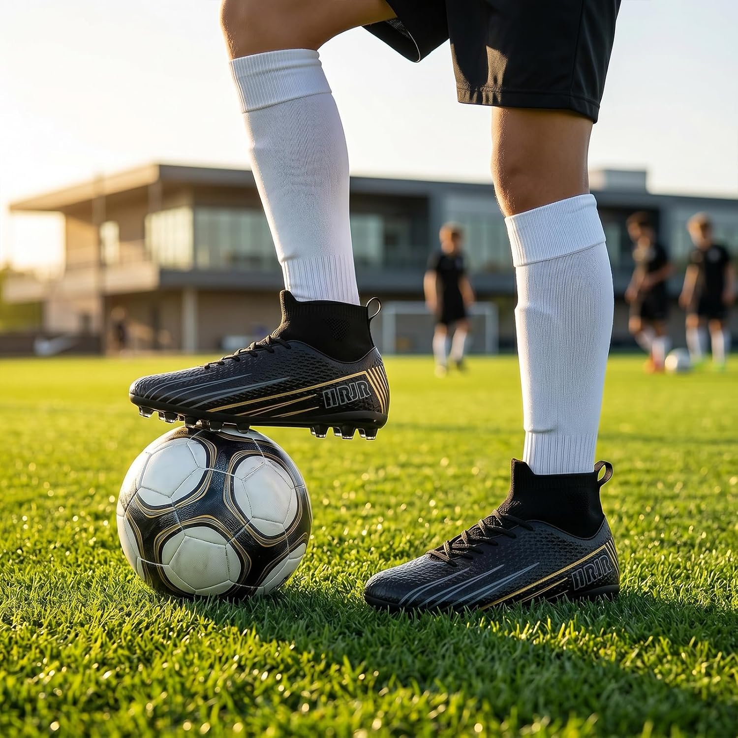 Unisex-Child Soccer Cleats High-Top Football Cleats Lightweight Training Soccer Shoes - Image 2