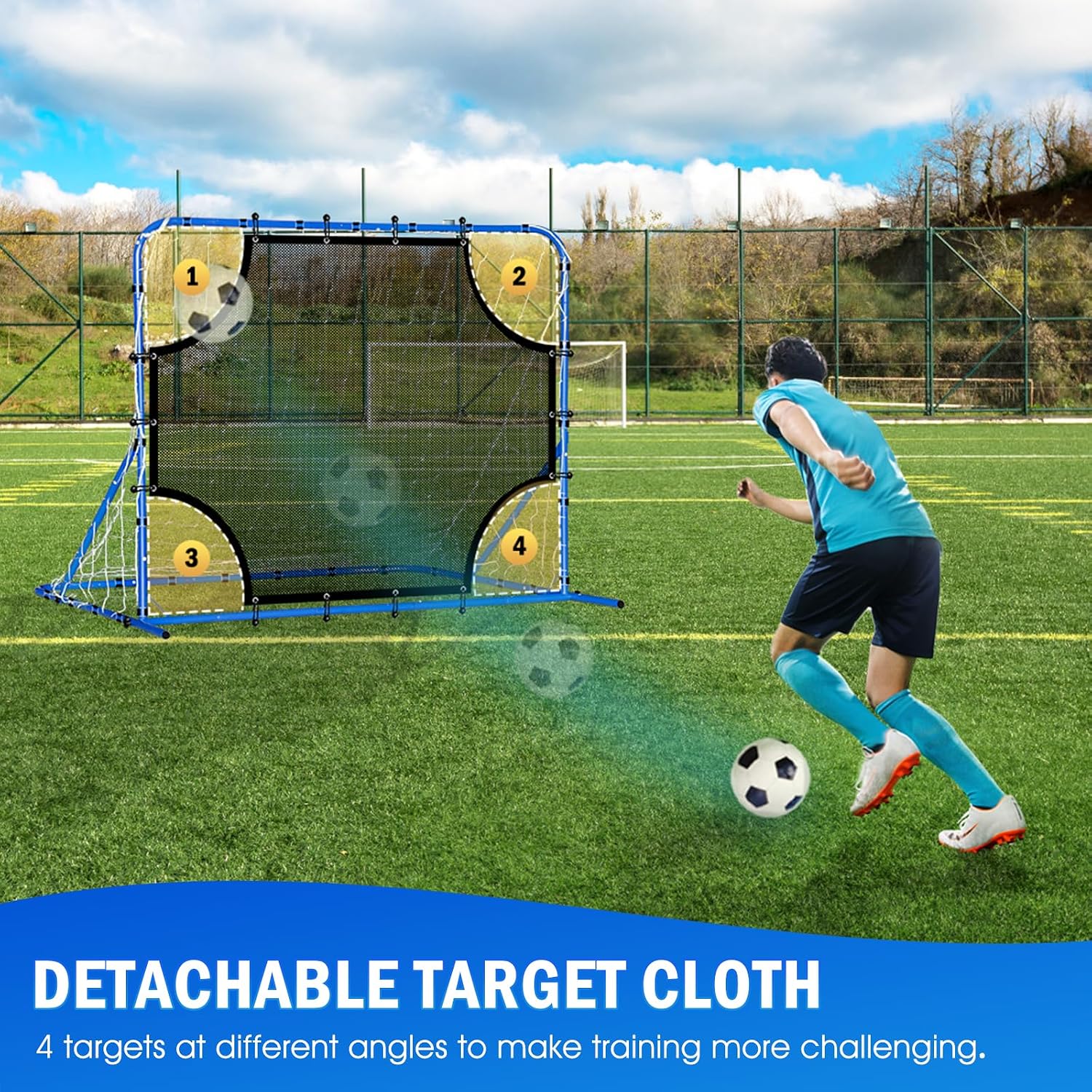 Soccer Baseball Rebounder Soccer Goal Net, Volleyball Rebound Pitchback Net | Quick Switch Angle Soccer Softball Training for Ball Control, Passing, Bounce Back Practice, Easy Setup Lacrosse Soccer Gifts - Image 5
