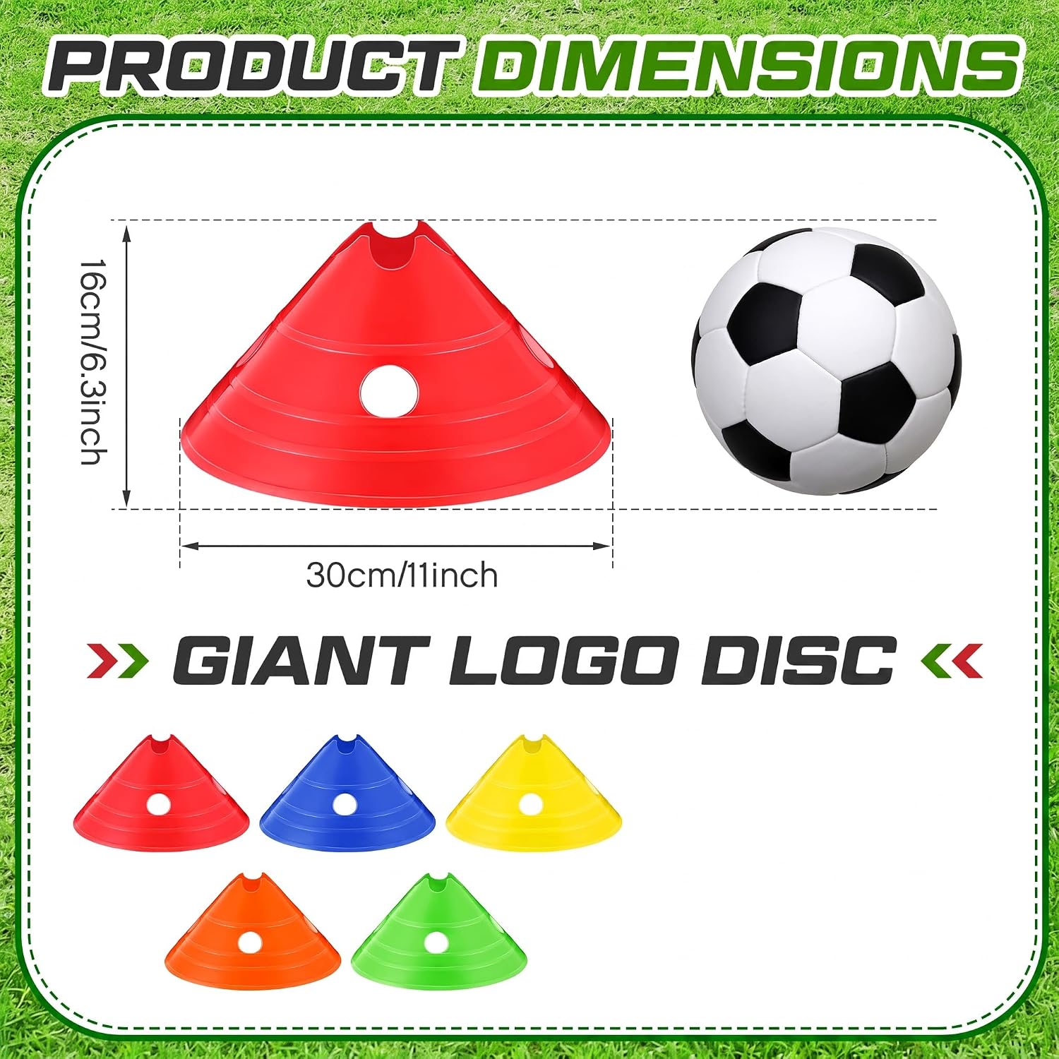 Jumbo Disc Cones Jumbo Soccer Cones with Mesh Bag Giant Large Agility for Soccer Training Adult Sports - Image 2