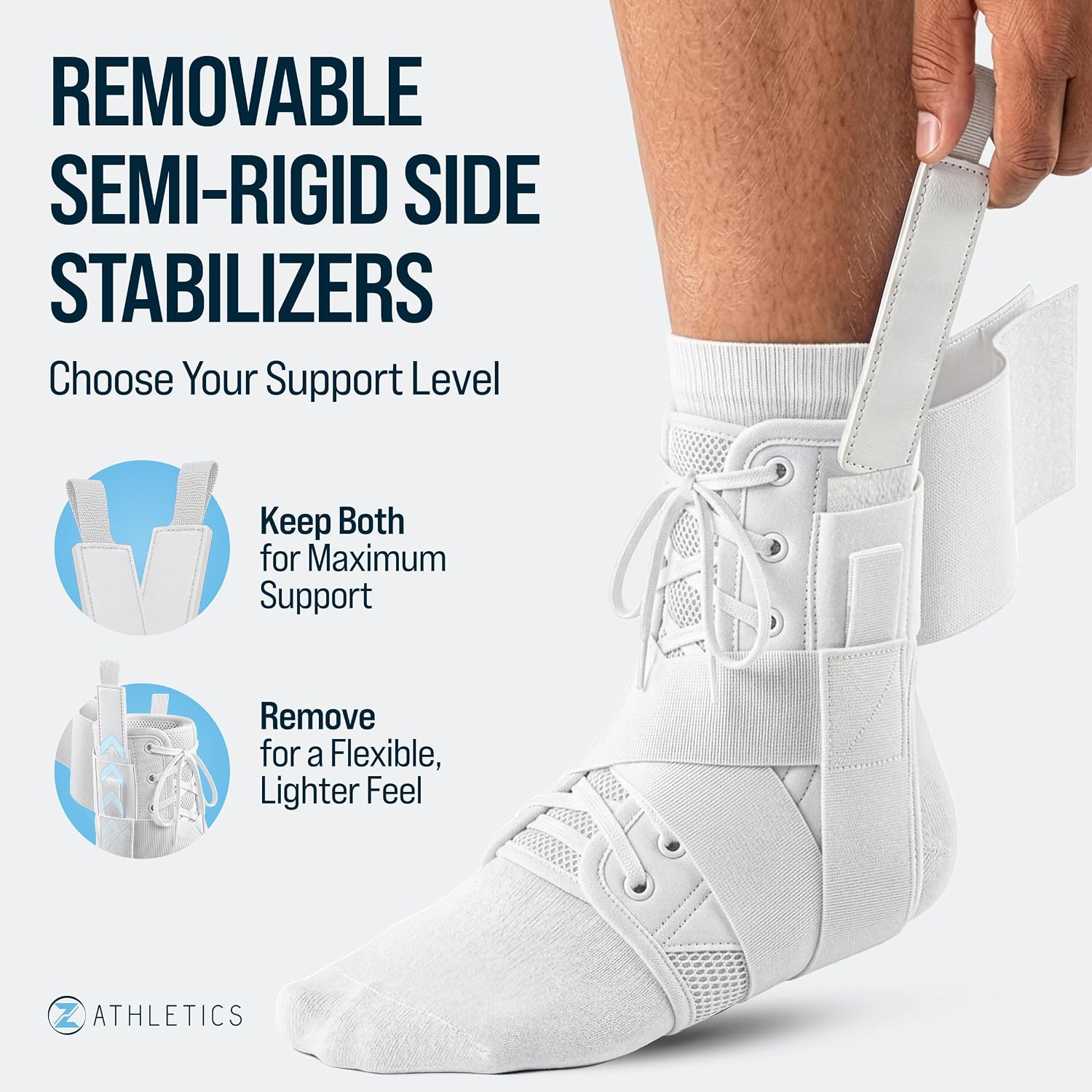 Reinforced Lace Up Ankle Brace for Men & Women, Sprained Ankle Support | Basketball, volleyball, and running, Fits inside shoes, Achilles tendonitis support, Either foot, Hand washable - Image 4